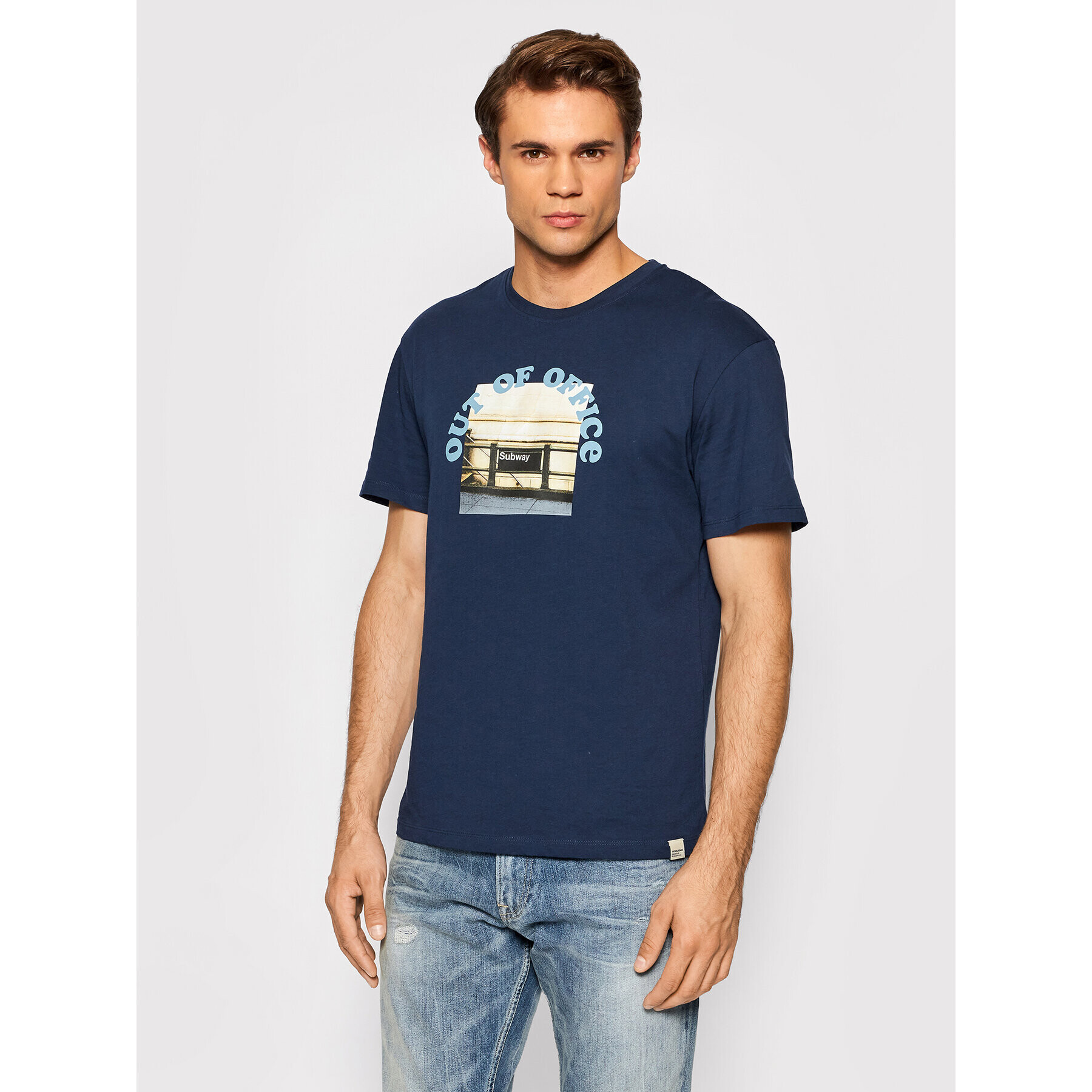 Jack&Jones Тишърт Kingston Photo 12193657 Тъмносин Relaxed Fit - Pepit.bg