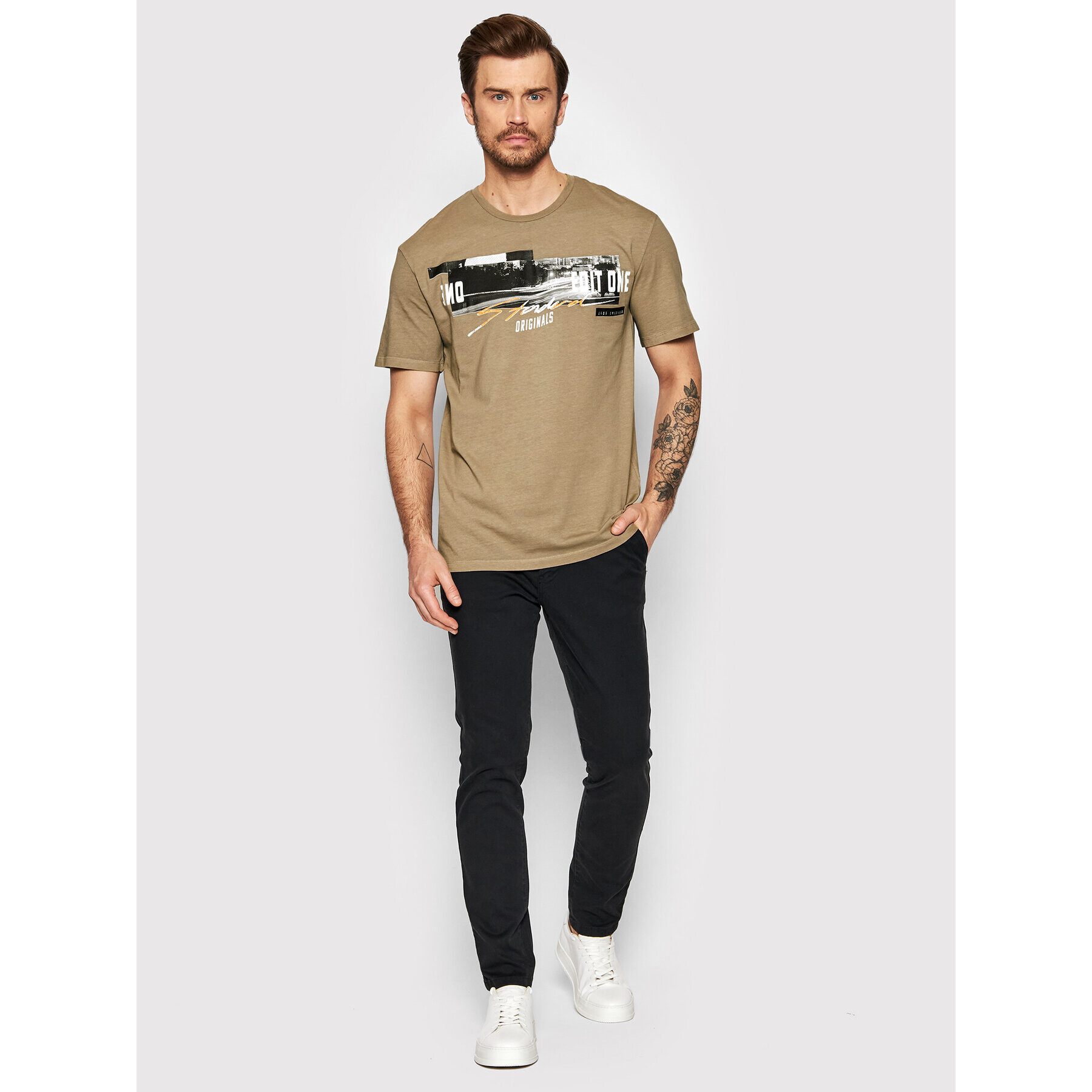 Jack&Jones Тишърт Knockoutfade 12205956 Кафяв Relaxed Fit - Pepit.bg