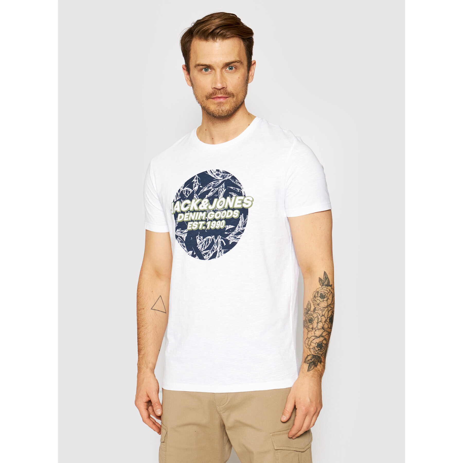 Jack&Jones Тишърт Lefo 12186282 Бял Regular Fit - Pepit.bg