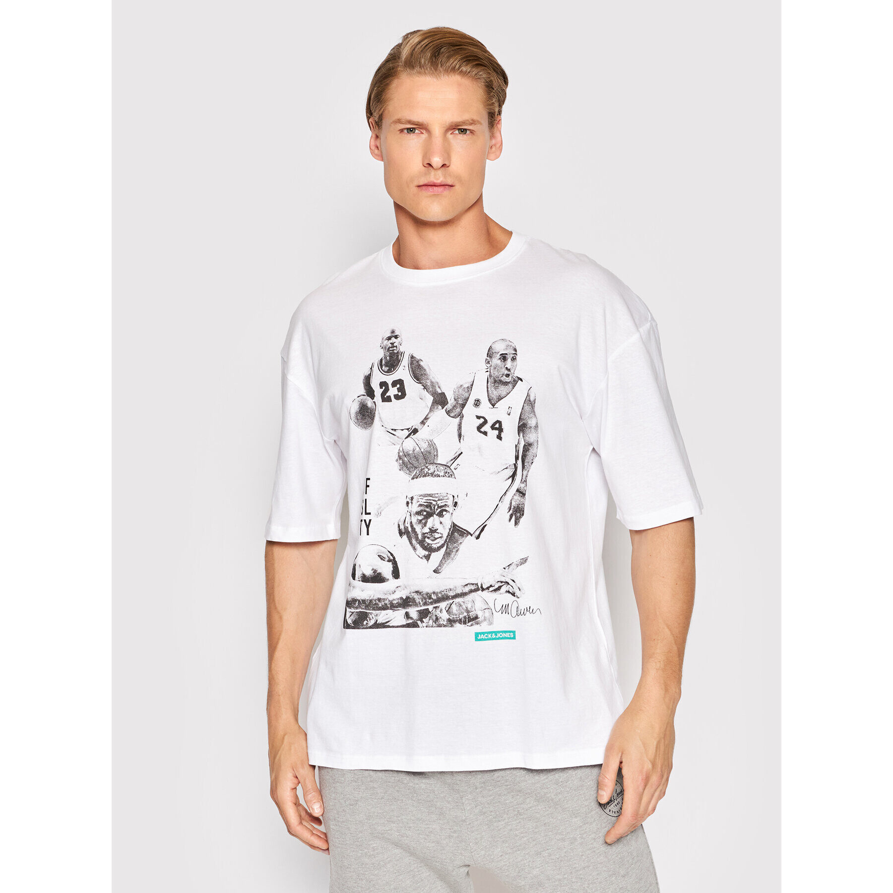 Jack&Jones Тишърт Legends State 12211029 Бял Loose Fit - Pepit.bg