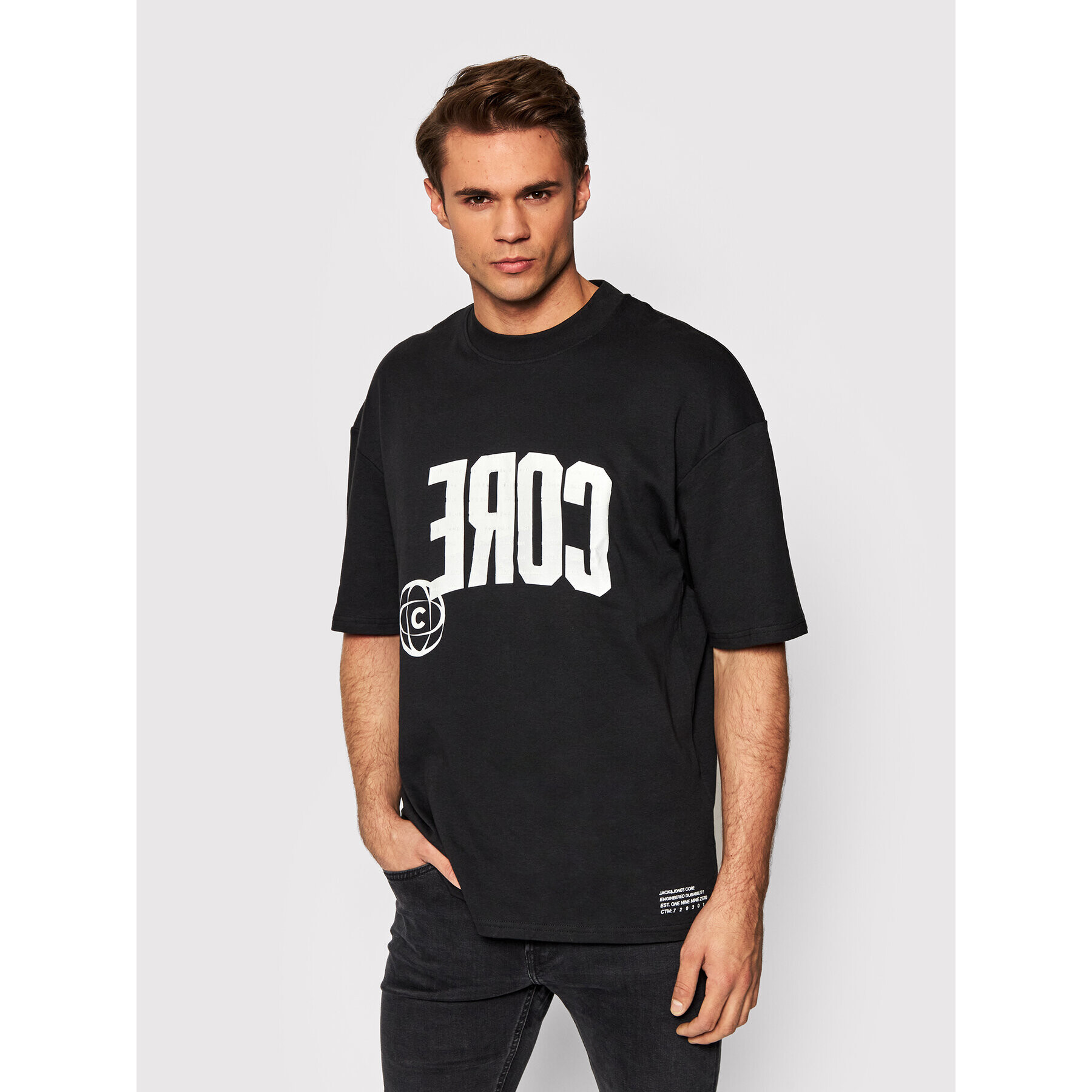 Jack&Jones Тишърт Lett 12197963 Черен Loose Fit - Pepit.bg