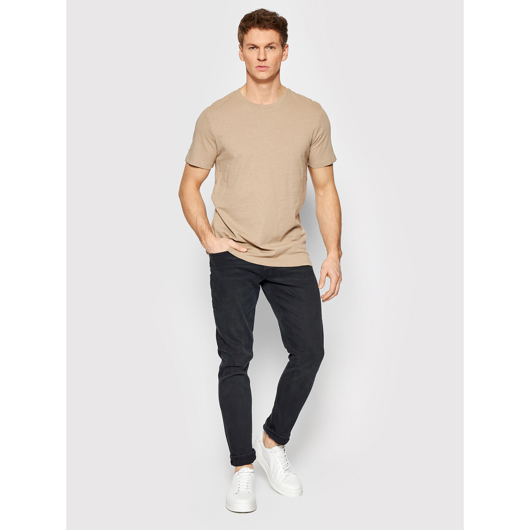 Jack&Jones Тишърт Linen Basic 12199713 Бежов Regular Fit - Pepit.bg