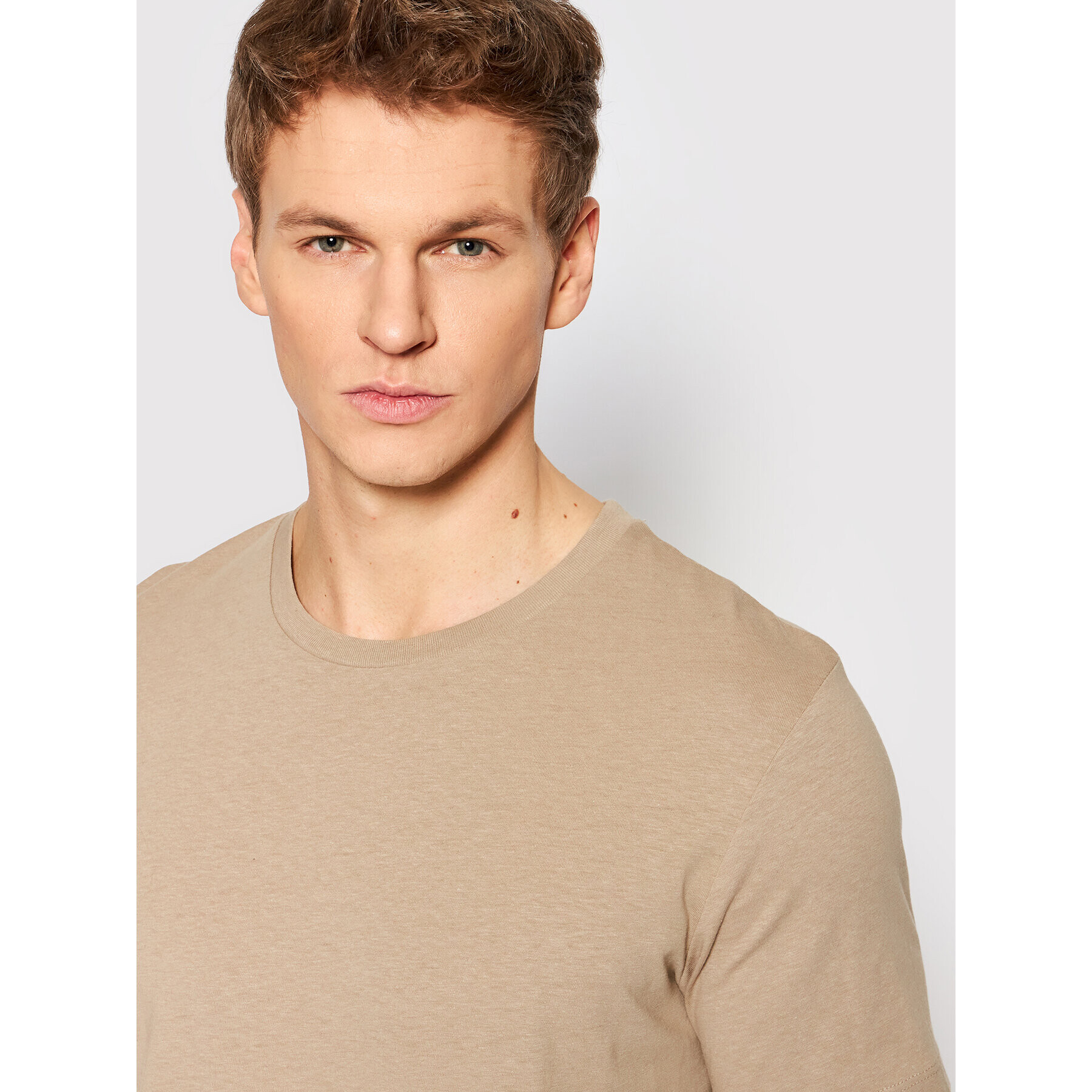 Jack&Jones Тишърт Linen Basic 12199713 Бежов Regular Fit - Pepit.bg