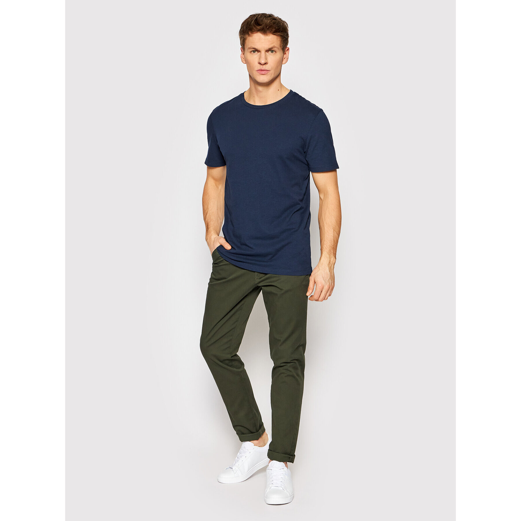 Jack&Jones Тишърт Linen Basic 12199713 Тъмносин Regular Fit - Pepit.bg