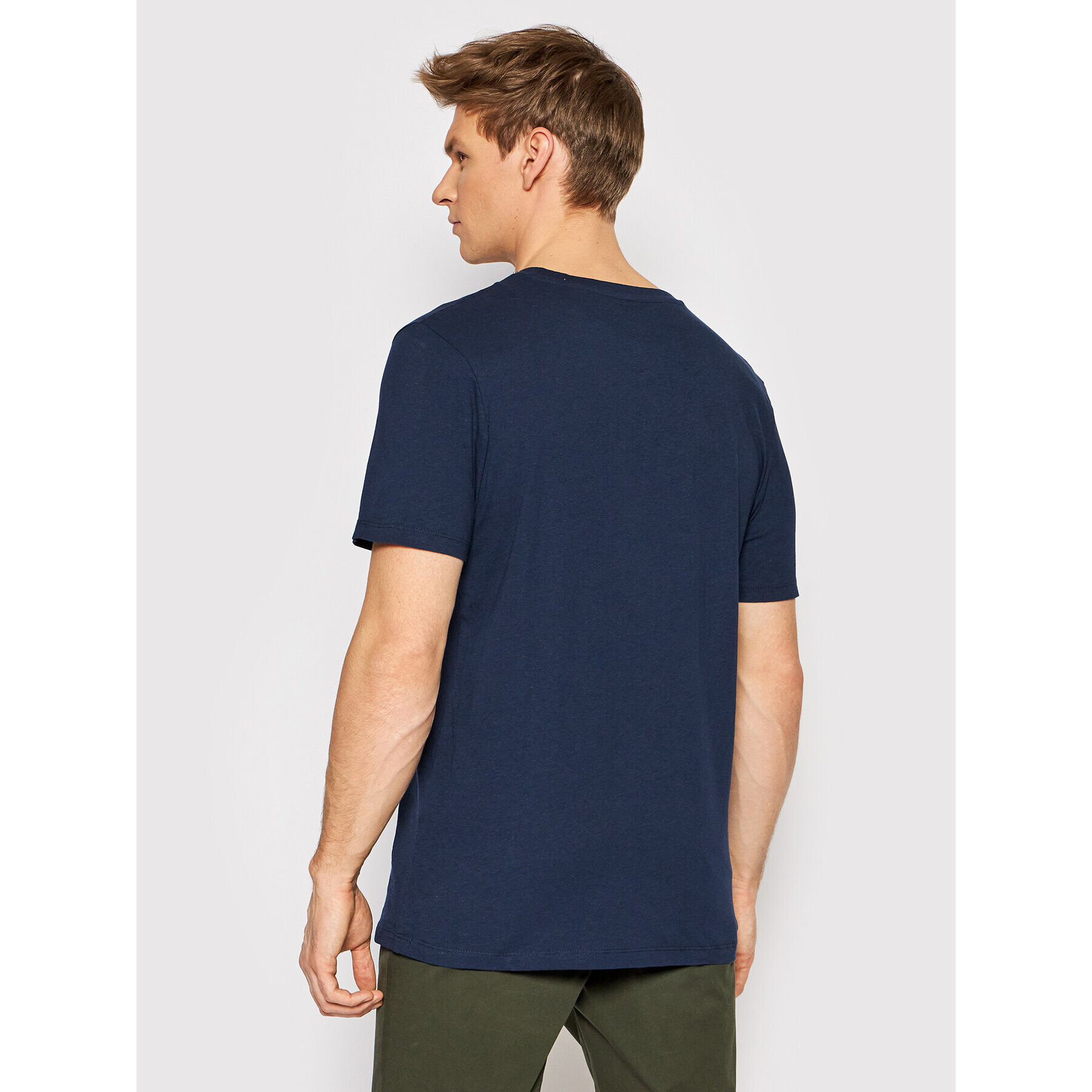 Jack&Jones Тишърт Linen Basic 12199713 Тъмносин Regular Fit - Pepit.bg