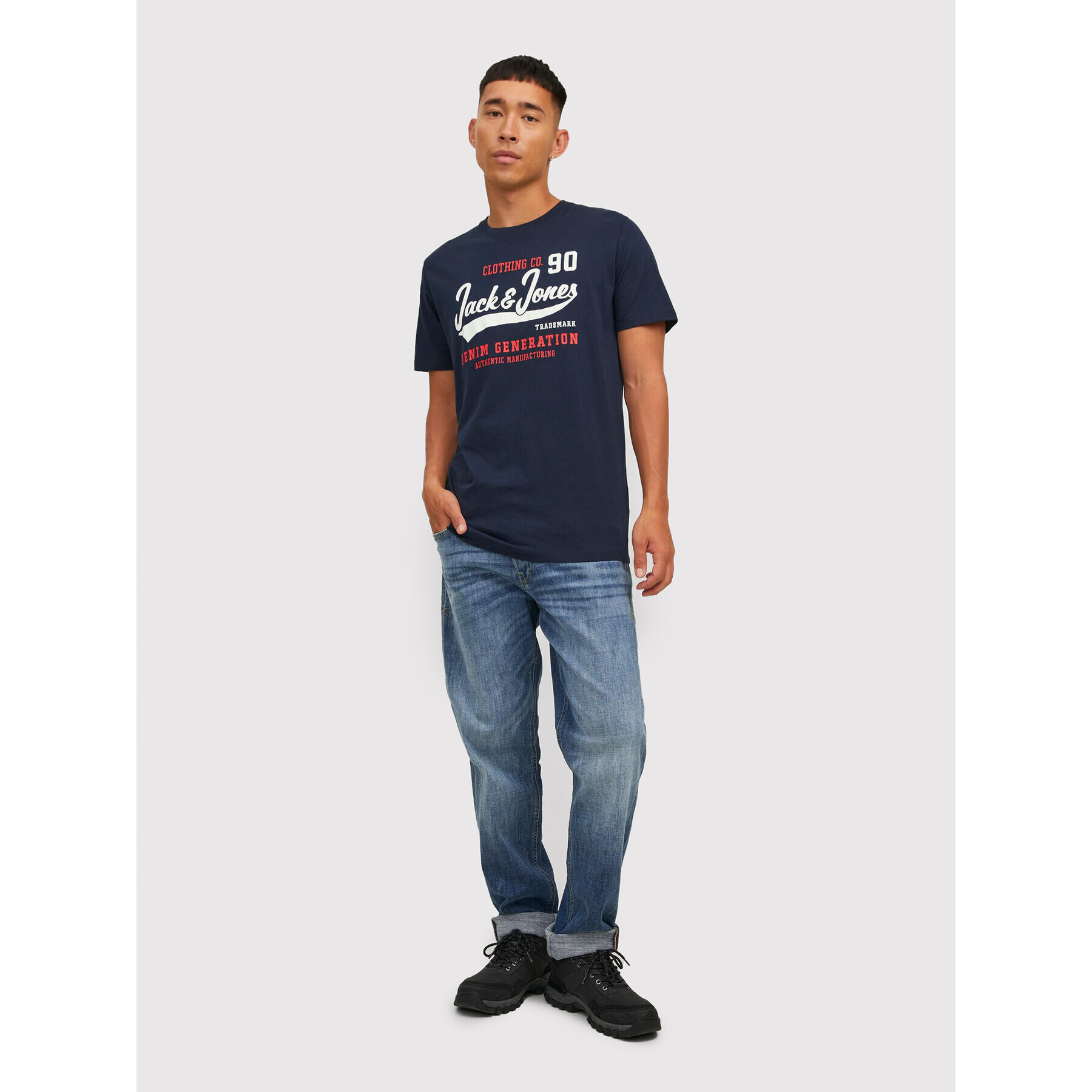 Jack&Jones Тишърт Logo 12210819 Тъмносин Regular Fit - Pepit.bg