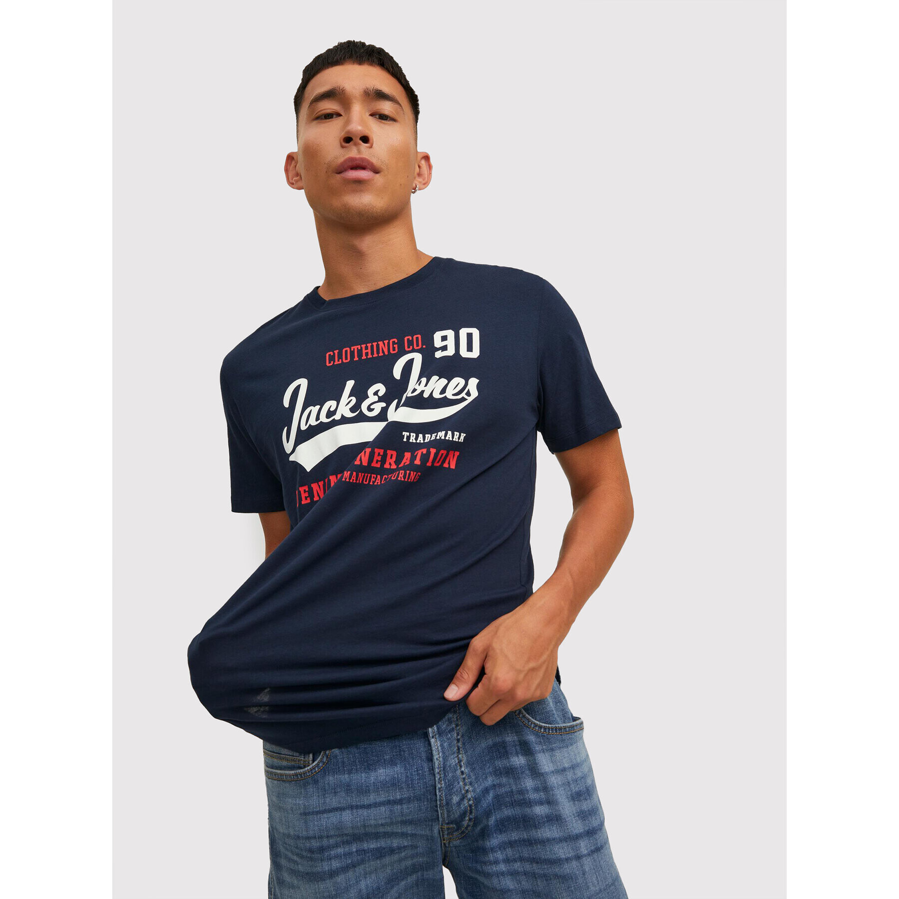 Jack&Jones Тишърт Logo 12210819 Тъмносин Regular Fit - Pepit.bg