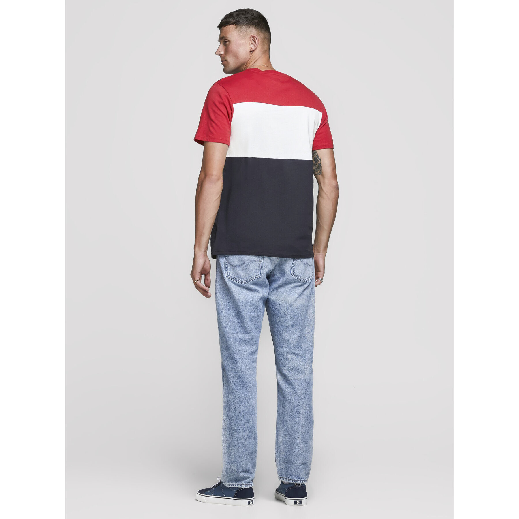 Jack&Jones Тишърт Logo Blocking 12173968 Червен Slim Fit - Pepit.bg