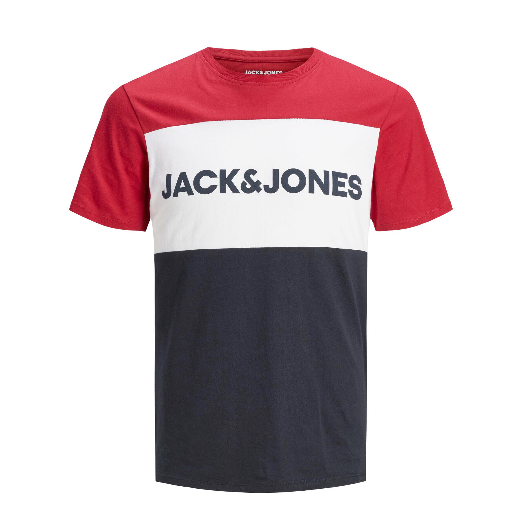 Jack&Jones Тишърт Logo Blocking 12173968 Червен Slim Fit - Pepit.bg