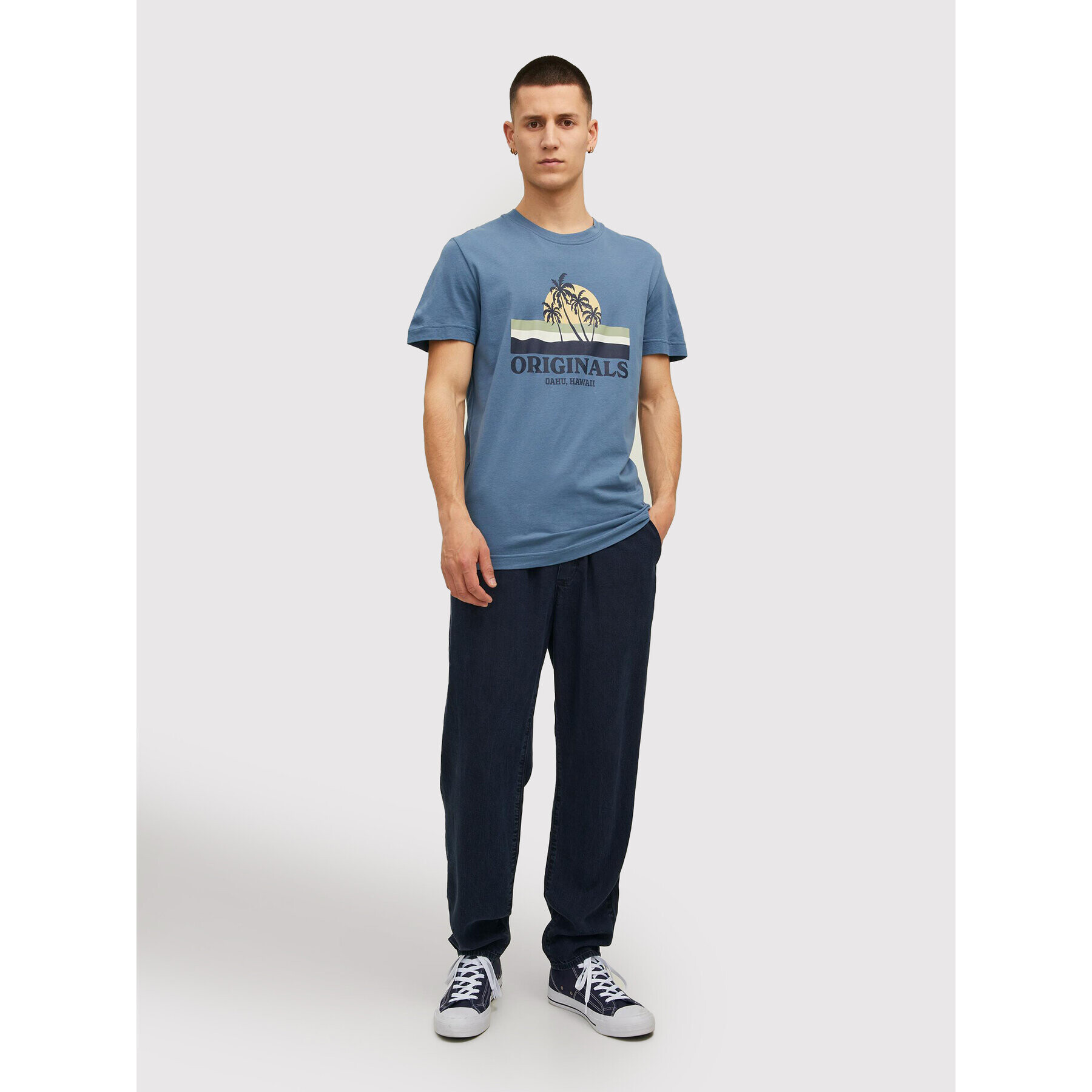 Jack&Jones Тишърт Malibu 12210121 Тъмносин Regular Fit - Pepit.bg