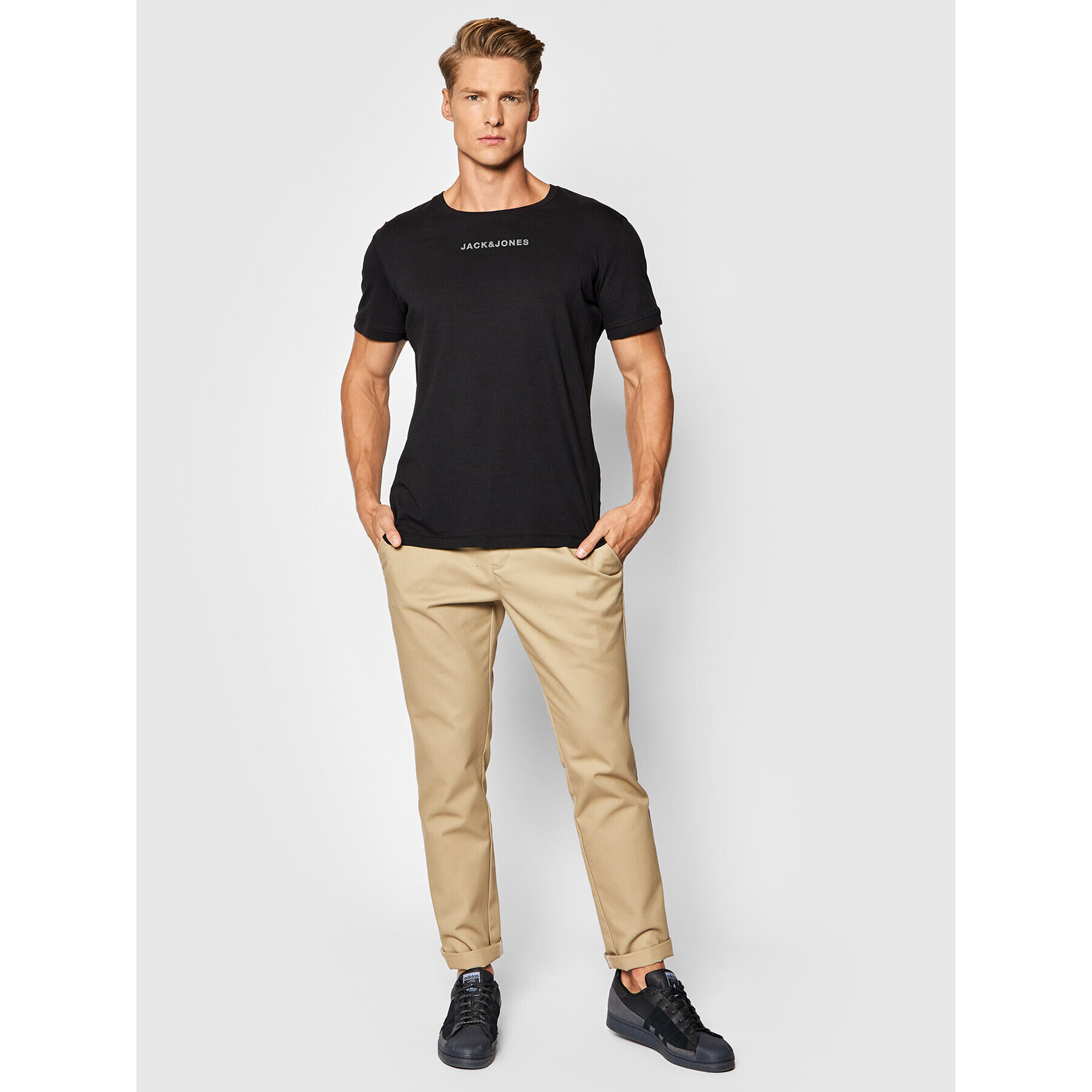 Jack&Jones Тишърт Marco 12192916 Черен Regular Fit - Pepit.bg