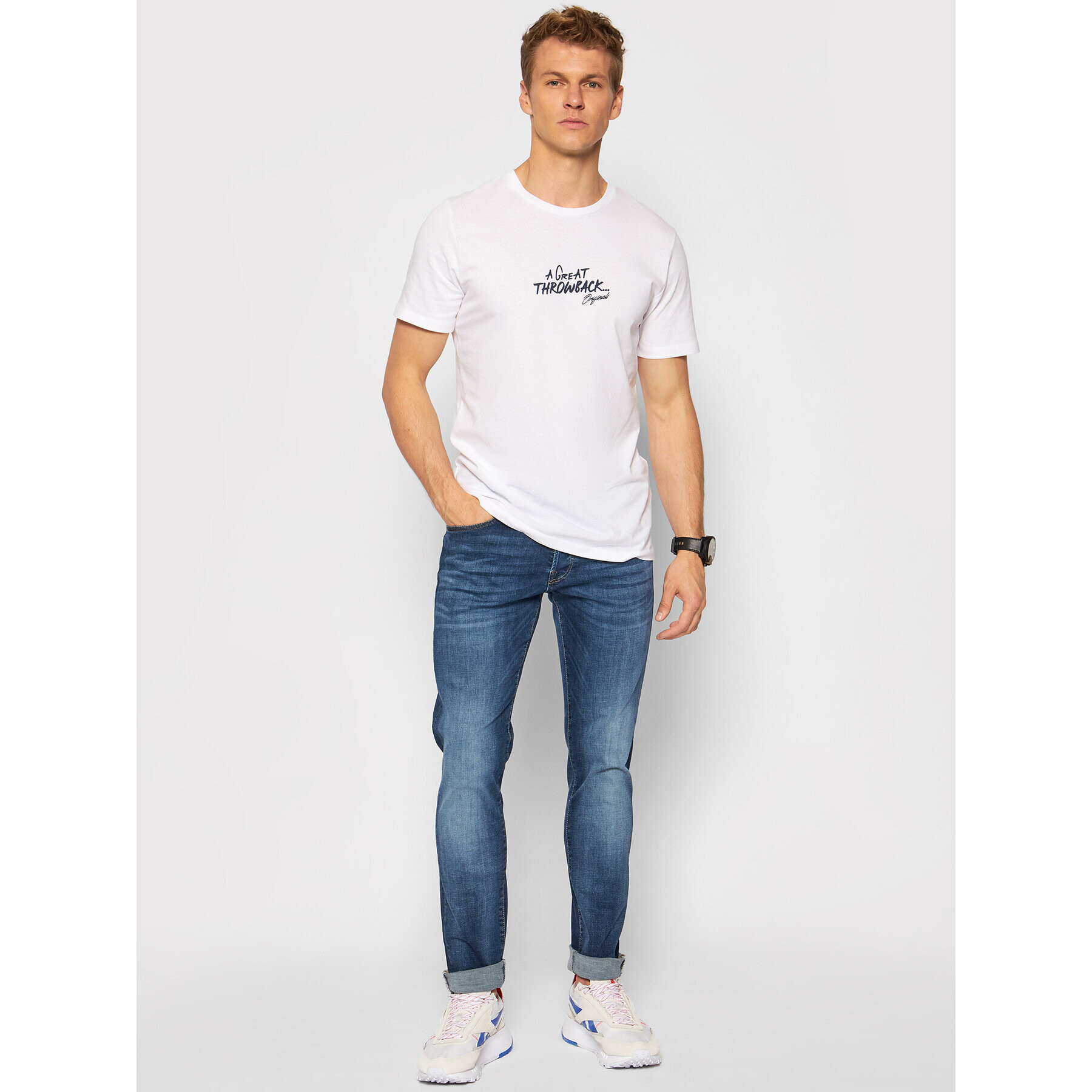 Jack&Jones Тишърт Moments 12195920 Бял Standard Fit - Pepit.bg