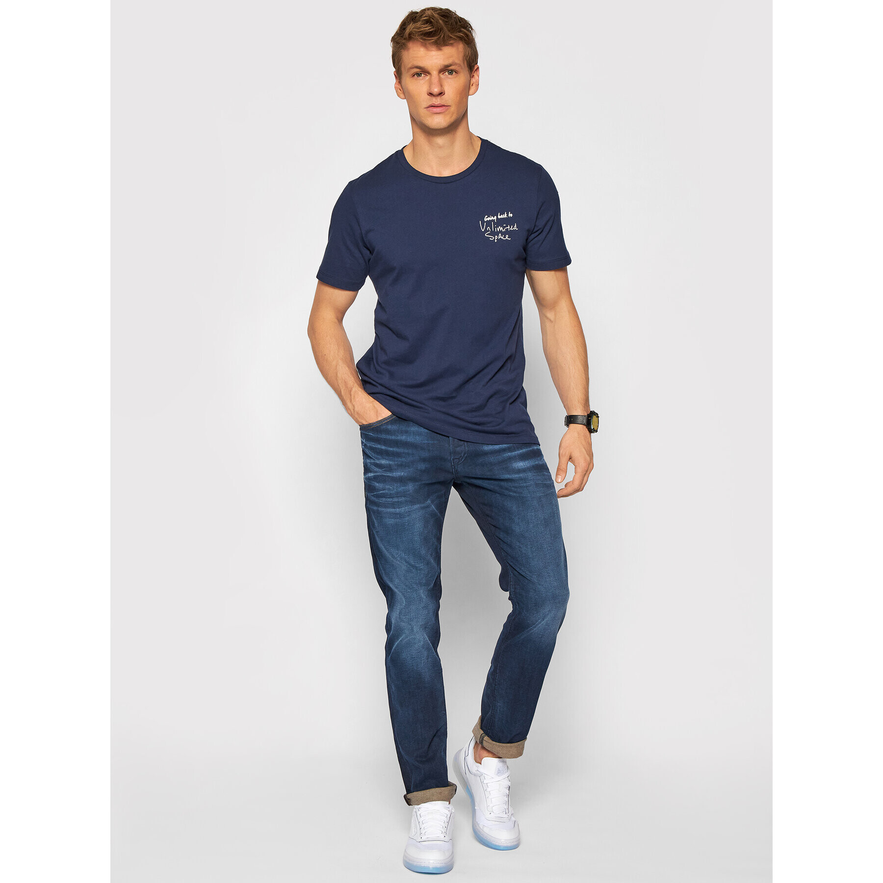 Jack&Jones Тишърт Moments 12195920 Тъмносин Standard Fit - Pepit.bg