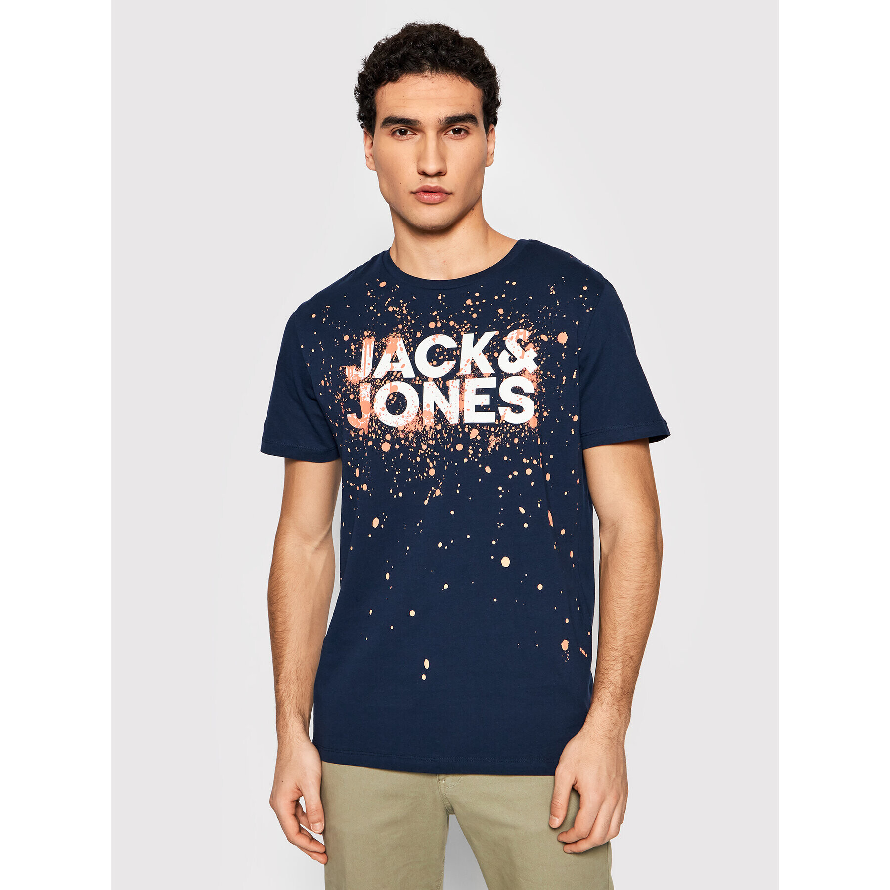 Jack&Jones Тишърт New Splash 12200387 Тъмносин Regular Fit - Pepit.bg