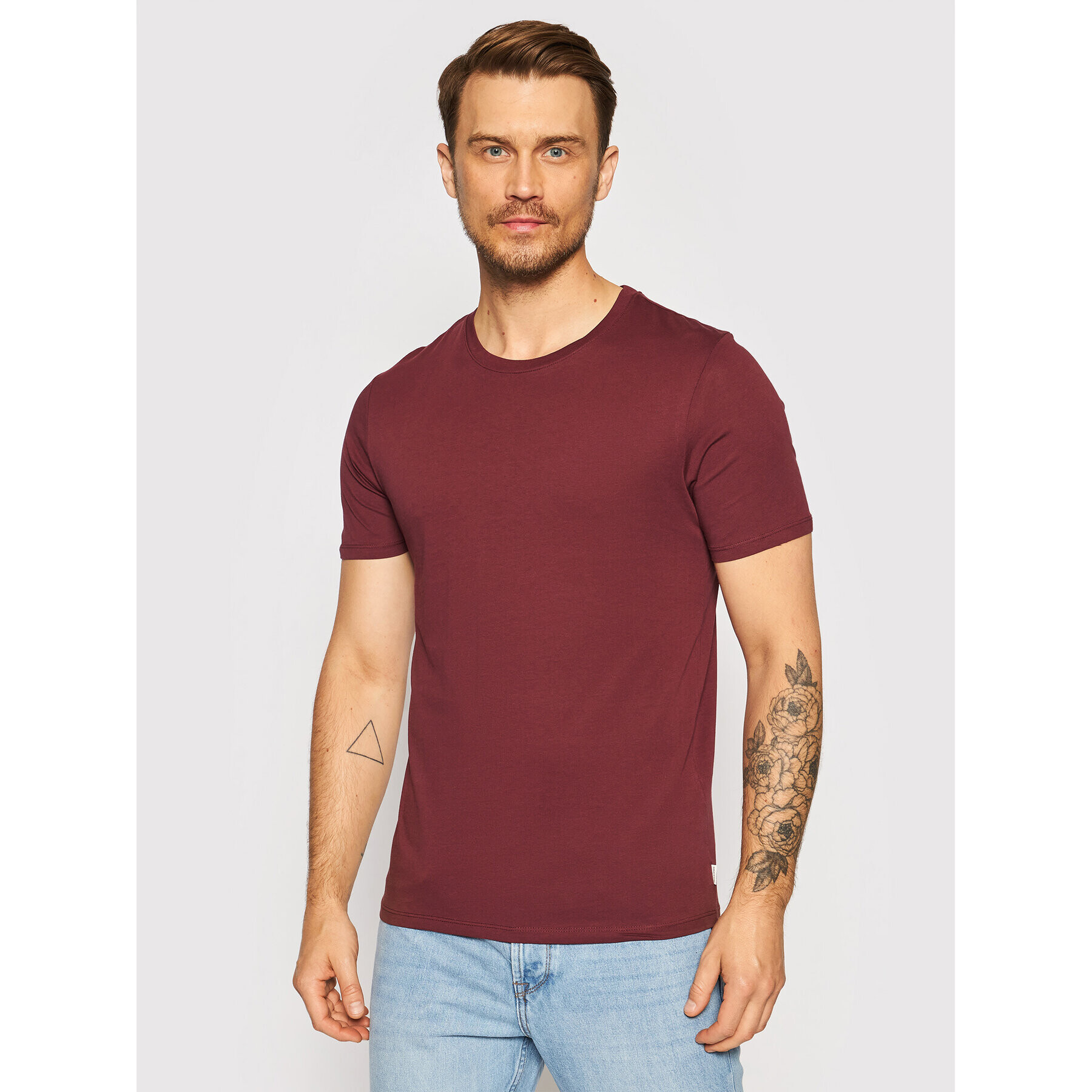 Jack&Jones Тишърт Organic Basic 12156101 Бордо Slim Fit - Pepit.bg