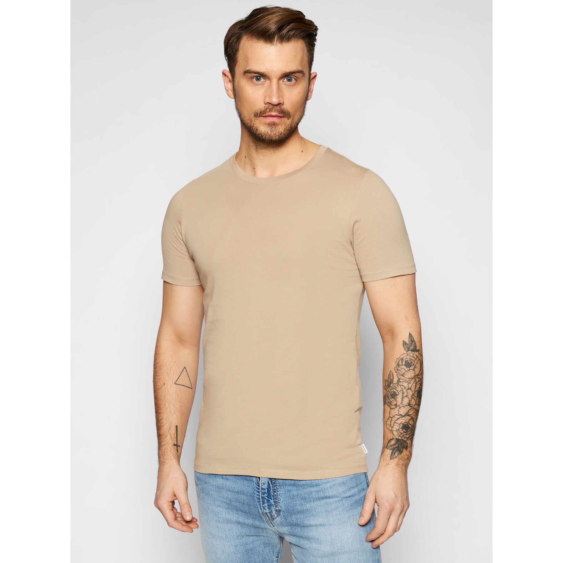 Jack&Jones Тишърт Orrganic Basic 12156101 Бежов Slim Fit - Pepit.bg