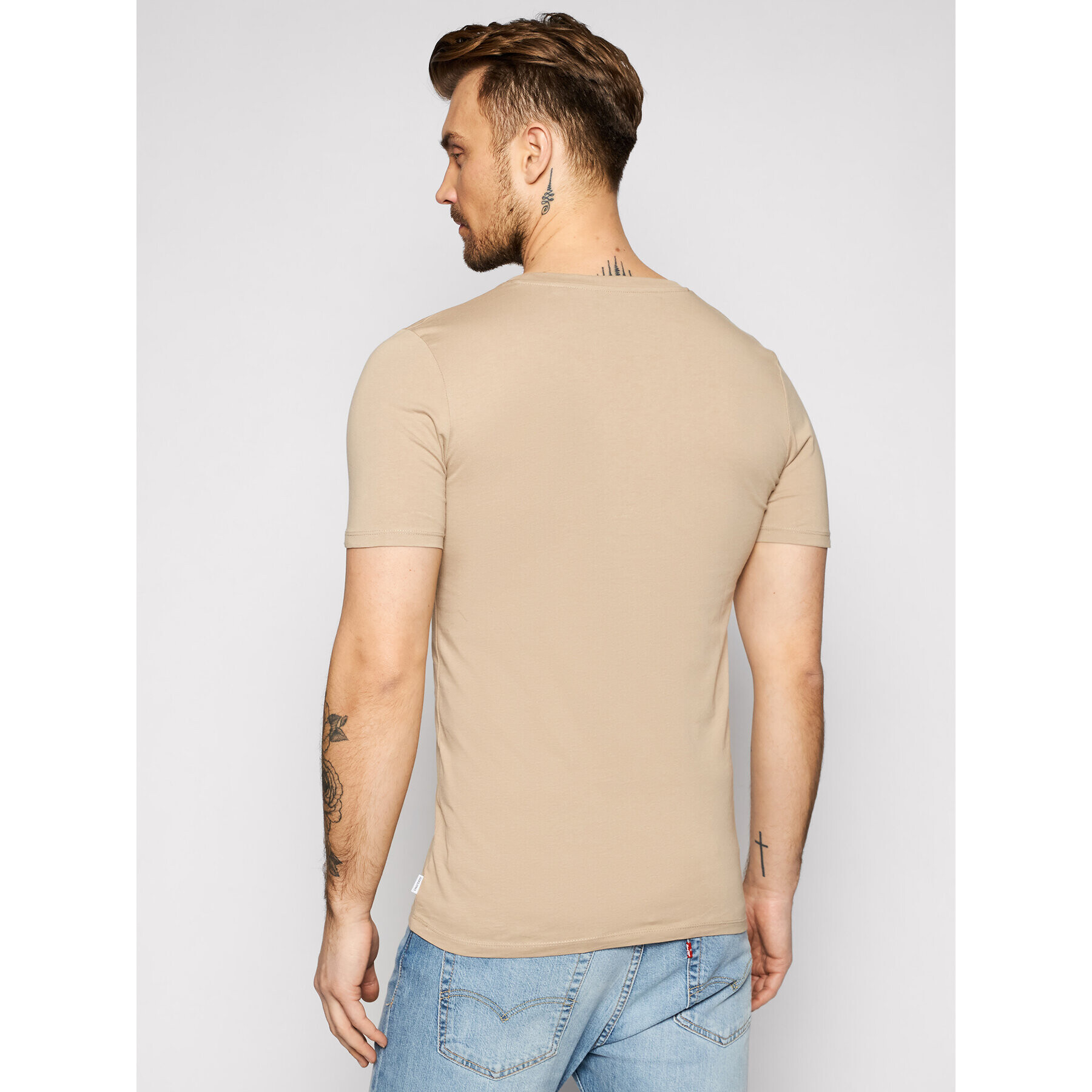 Jack&Jones Тишърт Orrganic Basic 12156101 Бежов Slim Fit - Pepit.bg