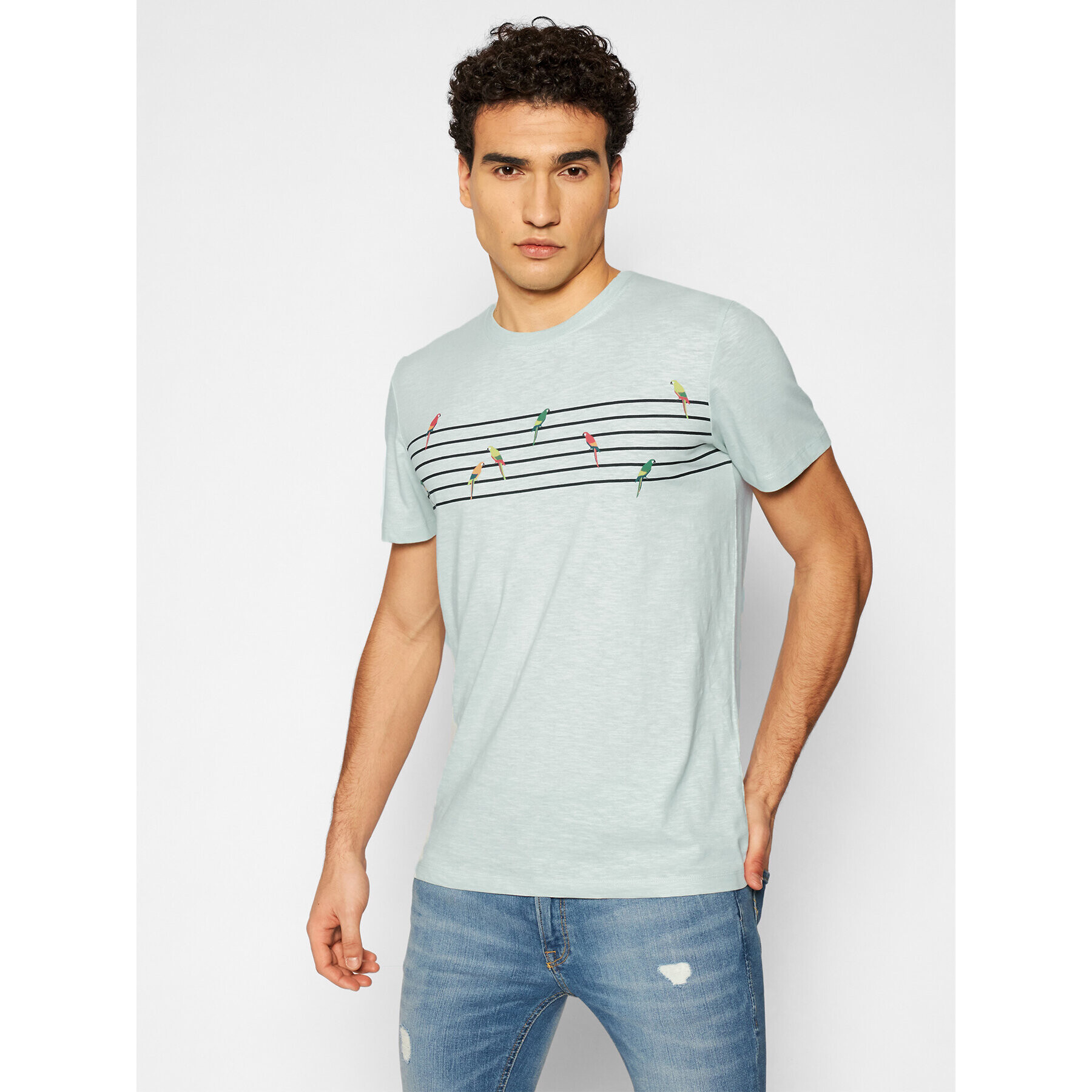 Jack&Jones Тишърт Playa Stripe 12188495 Зелен Regular Fit - Pepit.bg