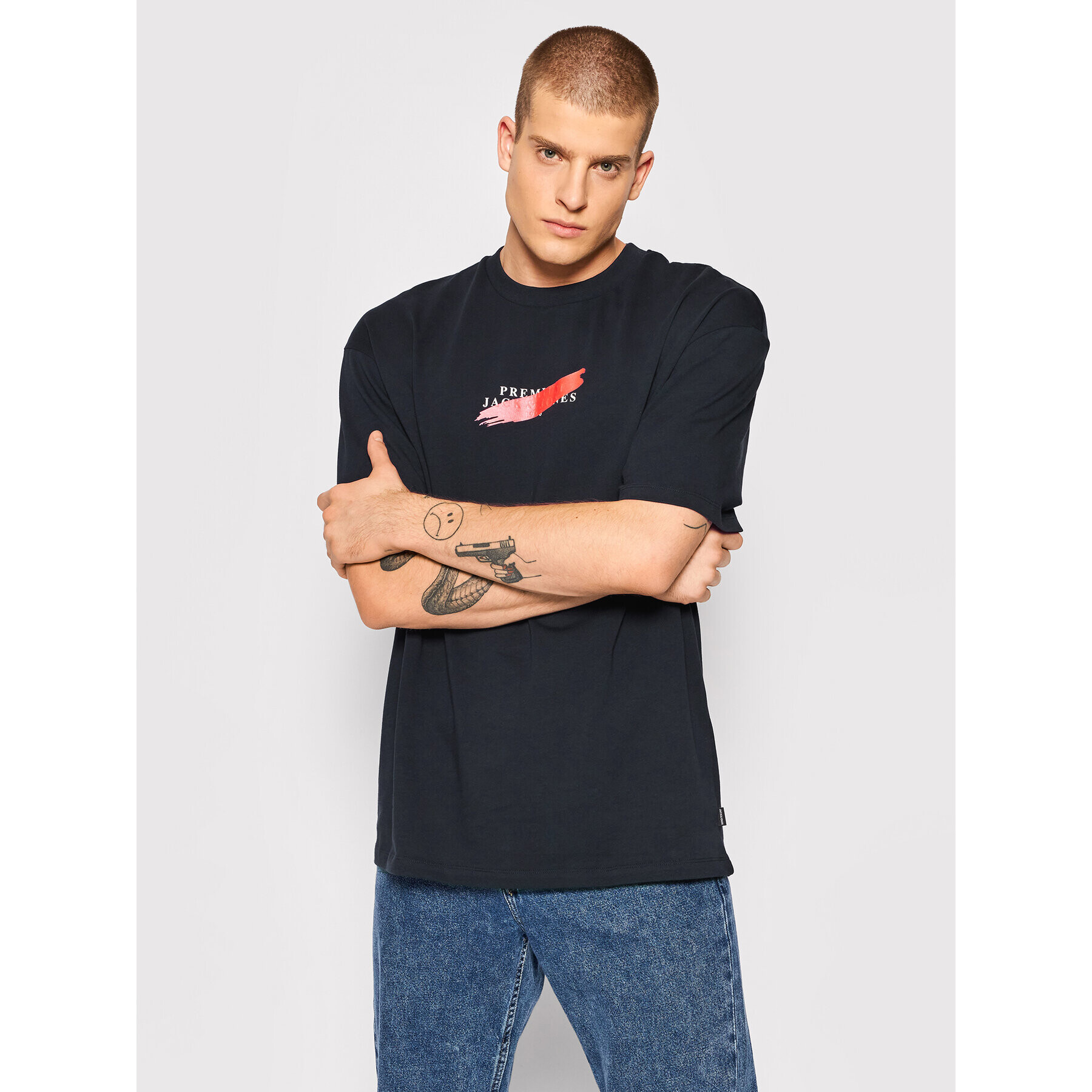 Jack&Jones PREMIUM Тишърт Pond 12198357 Тъмносин Relaxed Fit - Pepit.bg