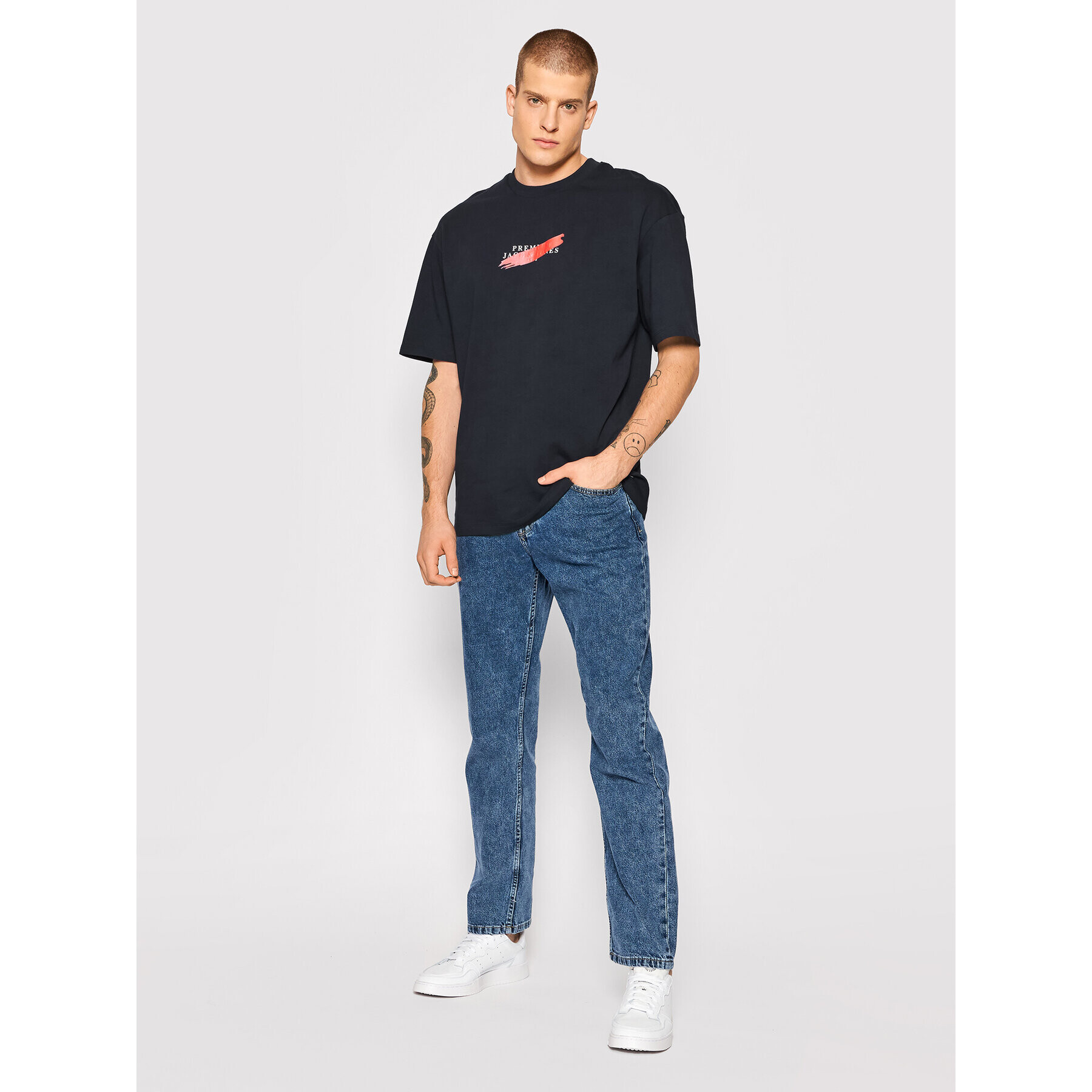 Jack&Jones PREMIUM Тишърт Pond 12198357 Тъмносин Relaxed Fit - Pepit.bg