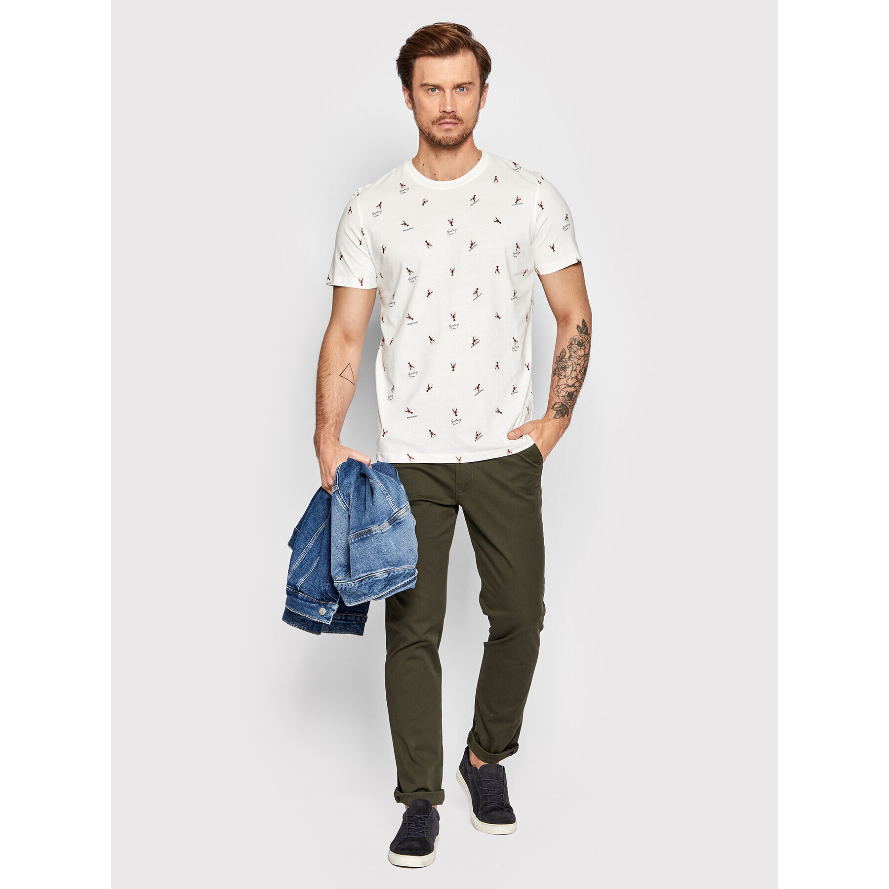 Jack&Jones Тишърт Positano 12209843 Бял Regular Fit - Pepit.bg