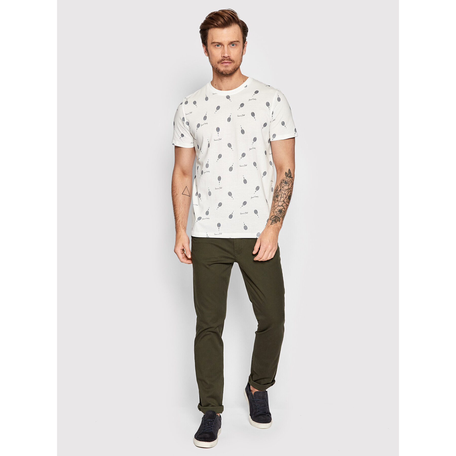 Jack&Jones Тишърт Positano 12209843 Бял Regular Fit - Pepit.bg