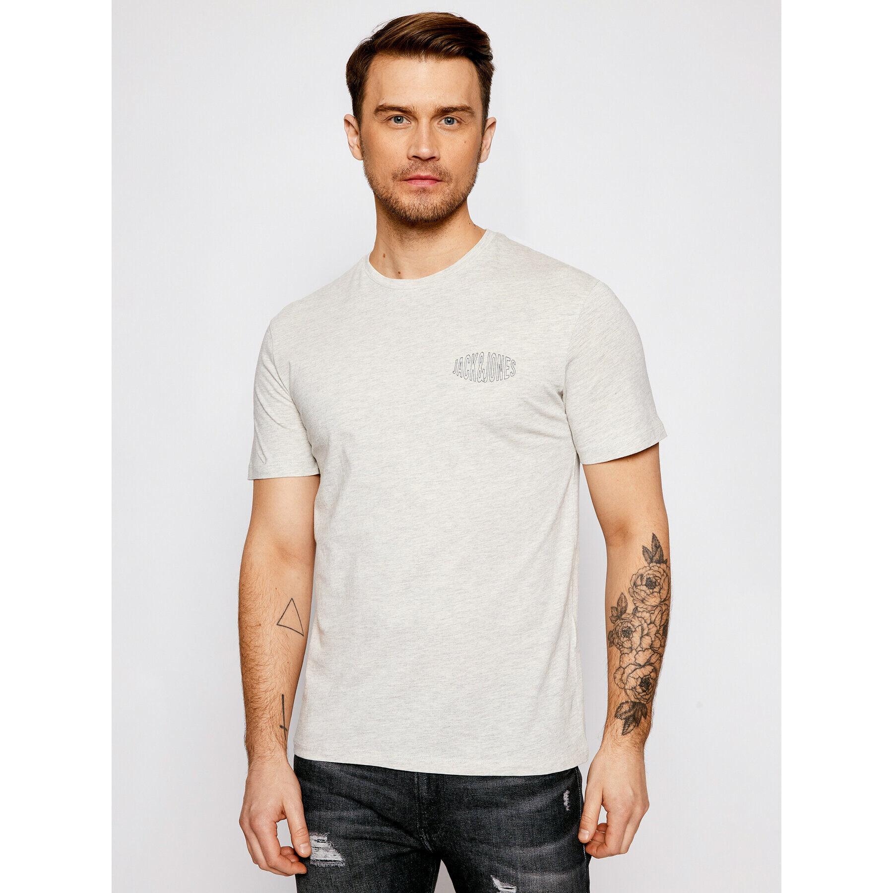 Jack&Jones Тишърт Preston Small 12192593 Сив Relaxed Fit - Pepit.bg