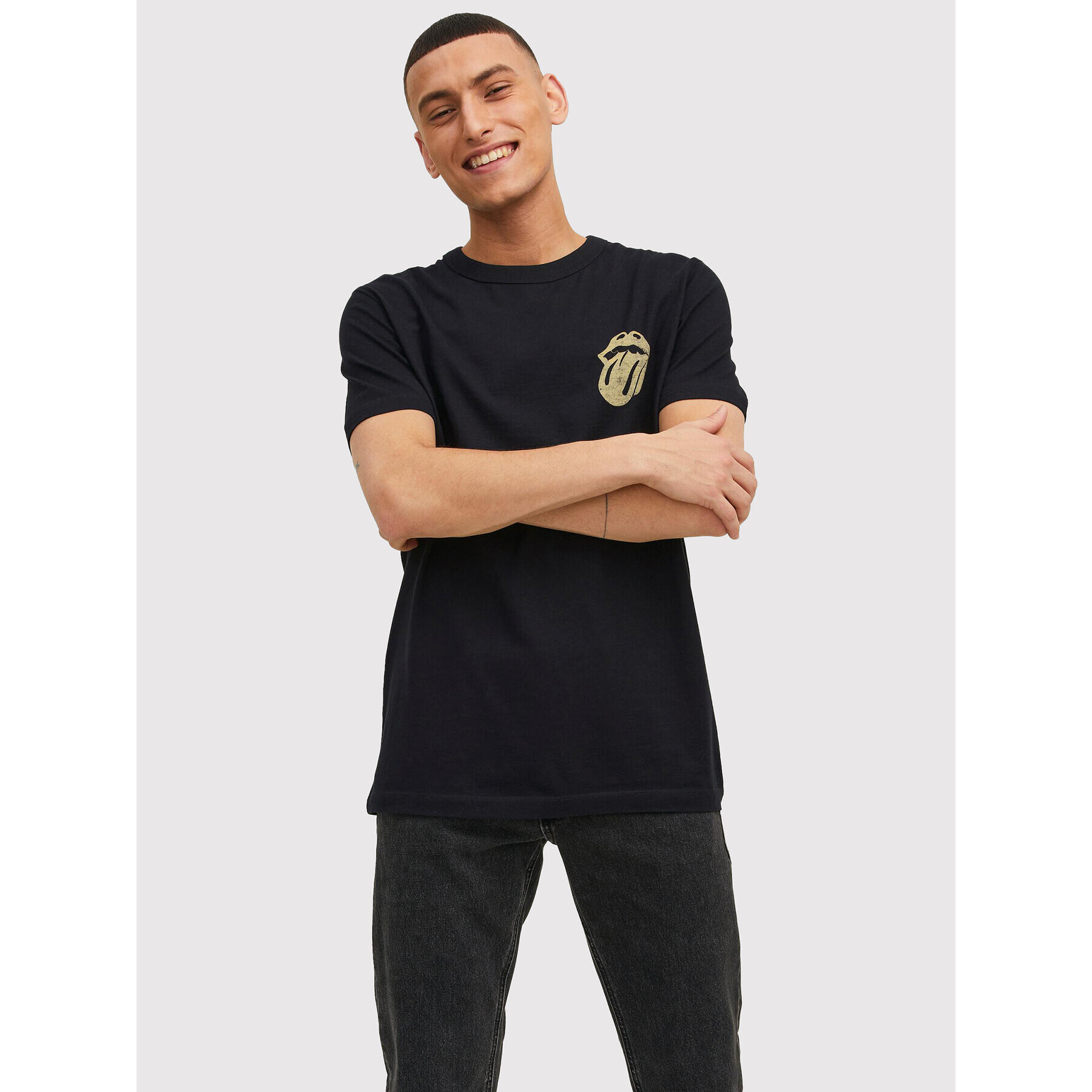 Jack&Jones PREMIUM Тишърт Rolls 12211095 Черен Regular Fit - Pepit.bg