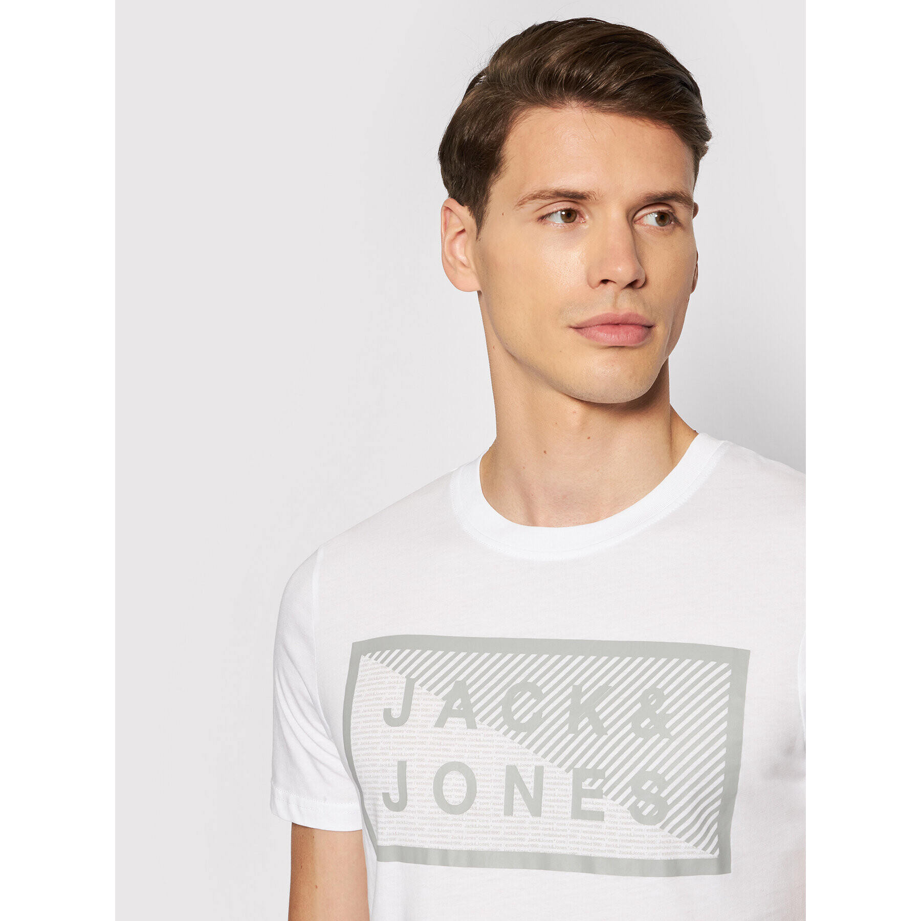 Jack&Jones Тишърт Shawn 12185035 Бял Slim Fit - Pepit.bg