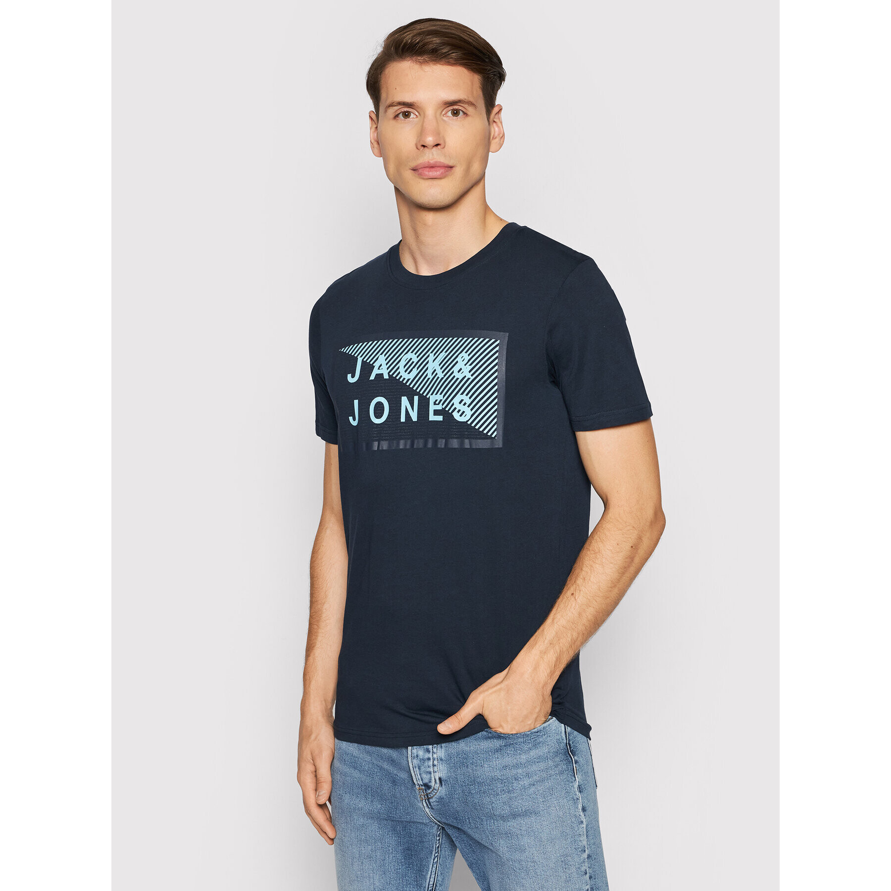 Jack&Jones Тишърт Shawn 12185035 Тъмносин Slim Fit - Pepit.bg