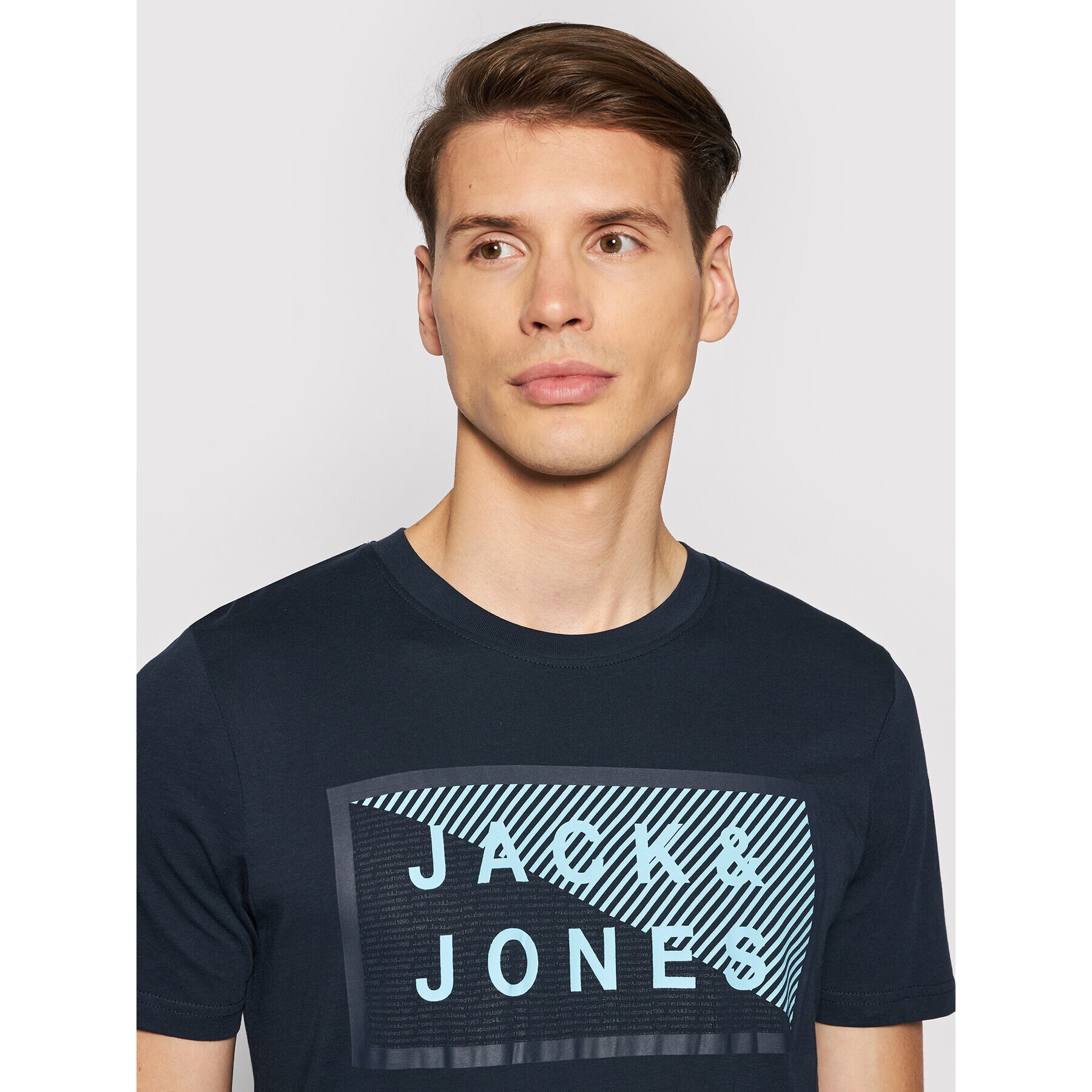 Jack&Jones Тишърт Shawn 12185035 Тъмносин Slim Fit - Pepit.bg