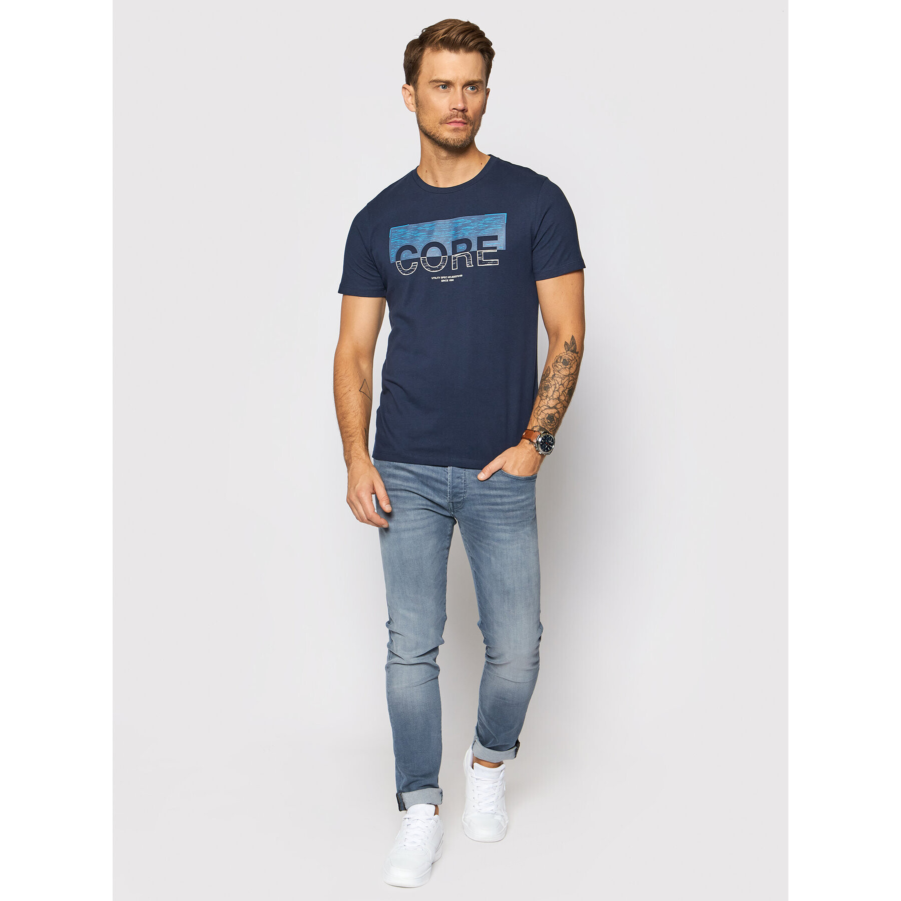 Jack&Jones Тишърт Space Logo 12196556 Тъмносин Regular Fit - Pepit.bg