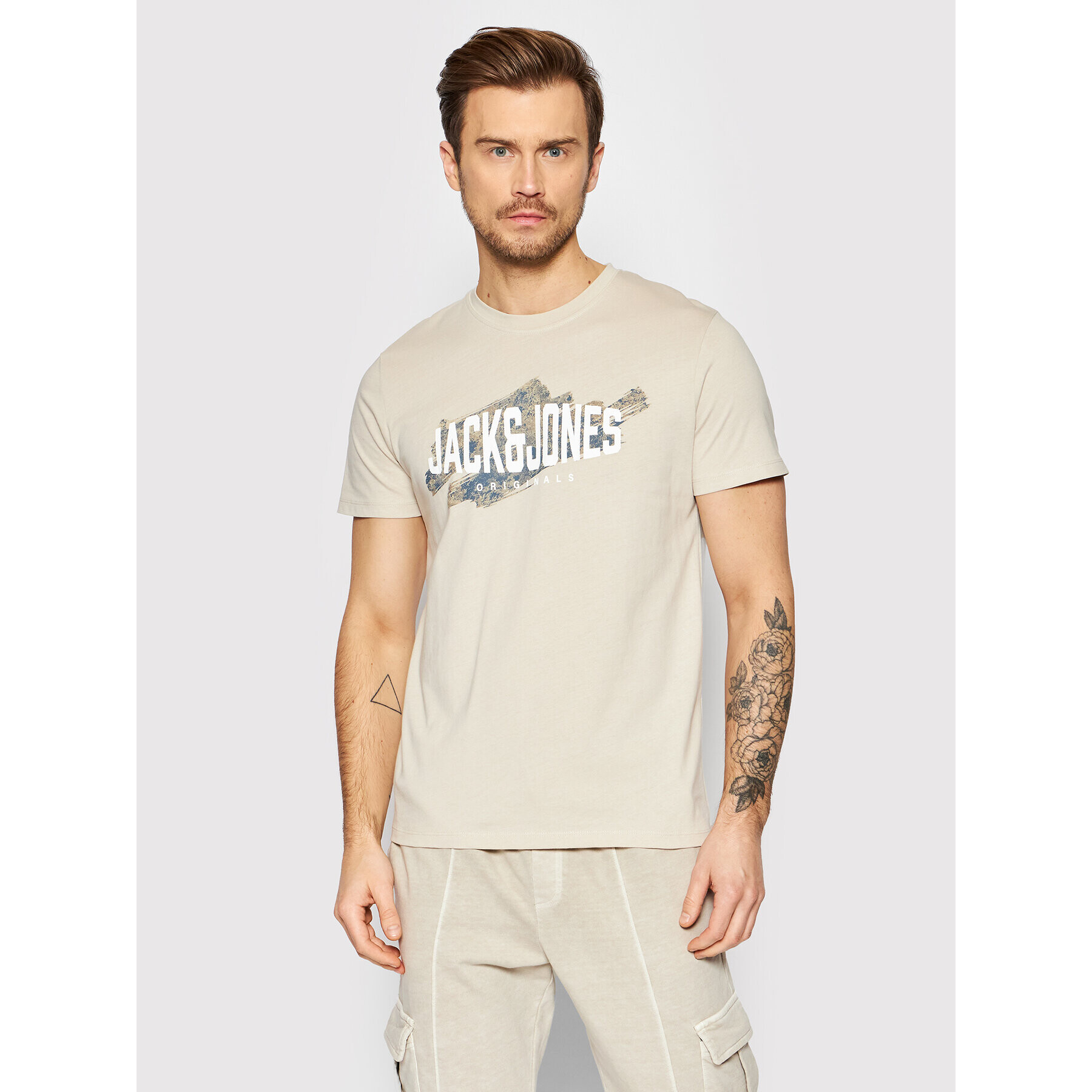 Jack&Jones Тишърт Sprays 12205191 Бежов Standard Fit - Pepit.bg