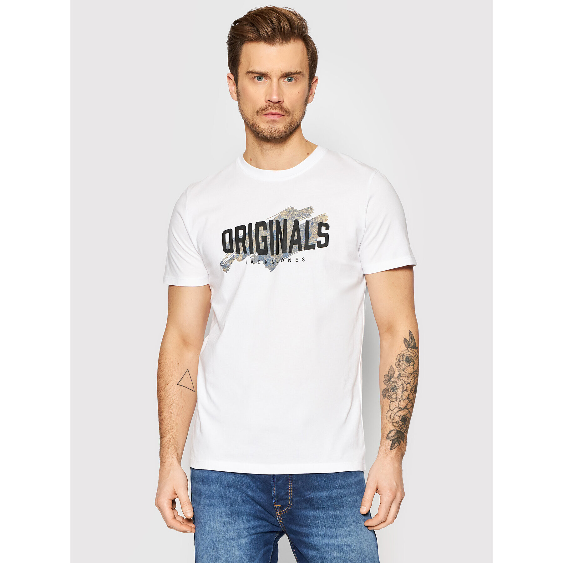 Jack&Jones Тишърт Sprays 12205191 Бял Standard Fit - Pepit.bg