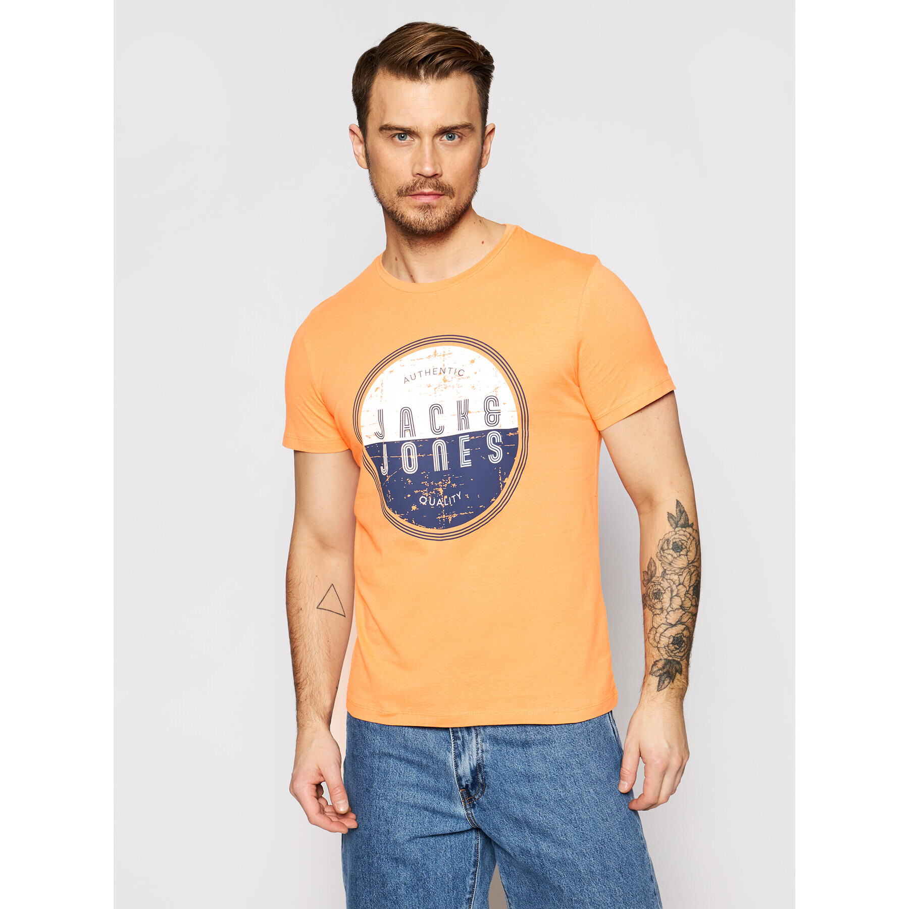 Jack&Jones Тишърт Star 12190081 Оранжев Regular Fit - Pepit.bg