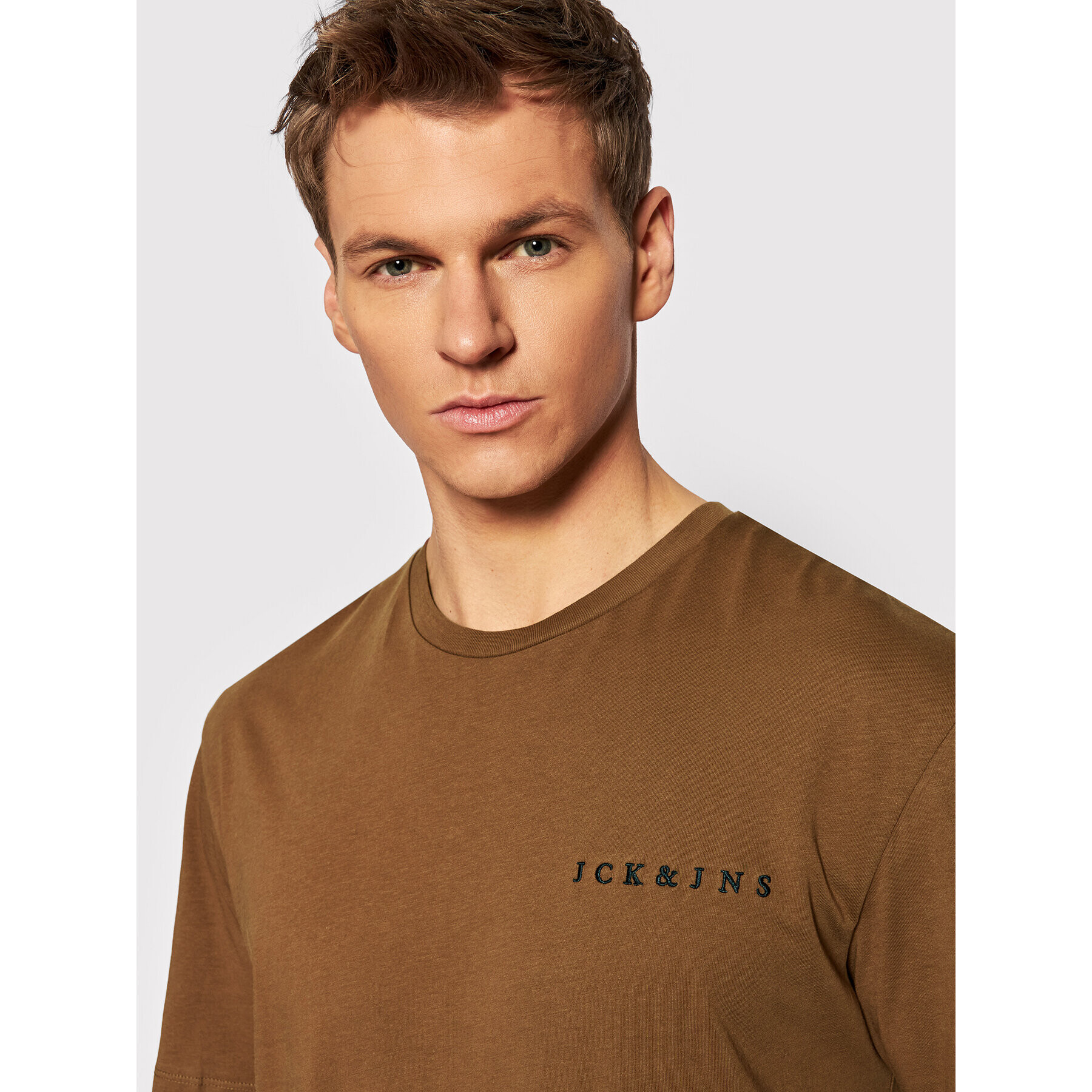 Jack&Jones Тишърт State 12205731 Кафяв Regular Fit - Pepit.bg