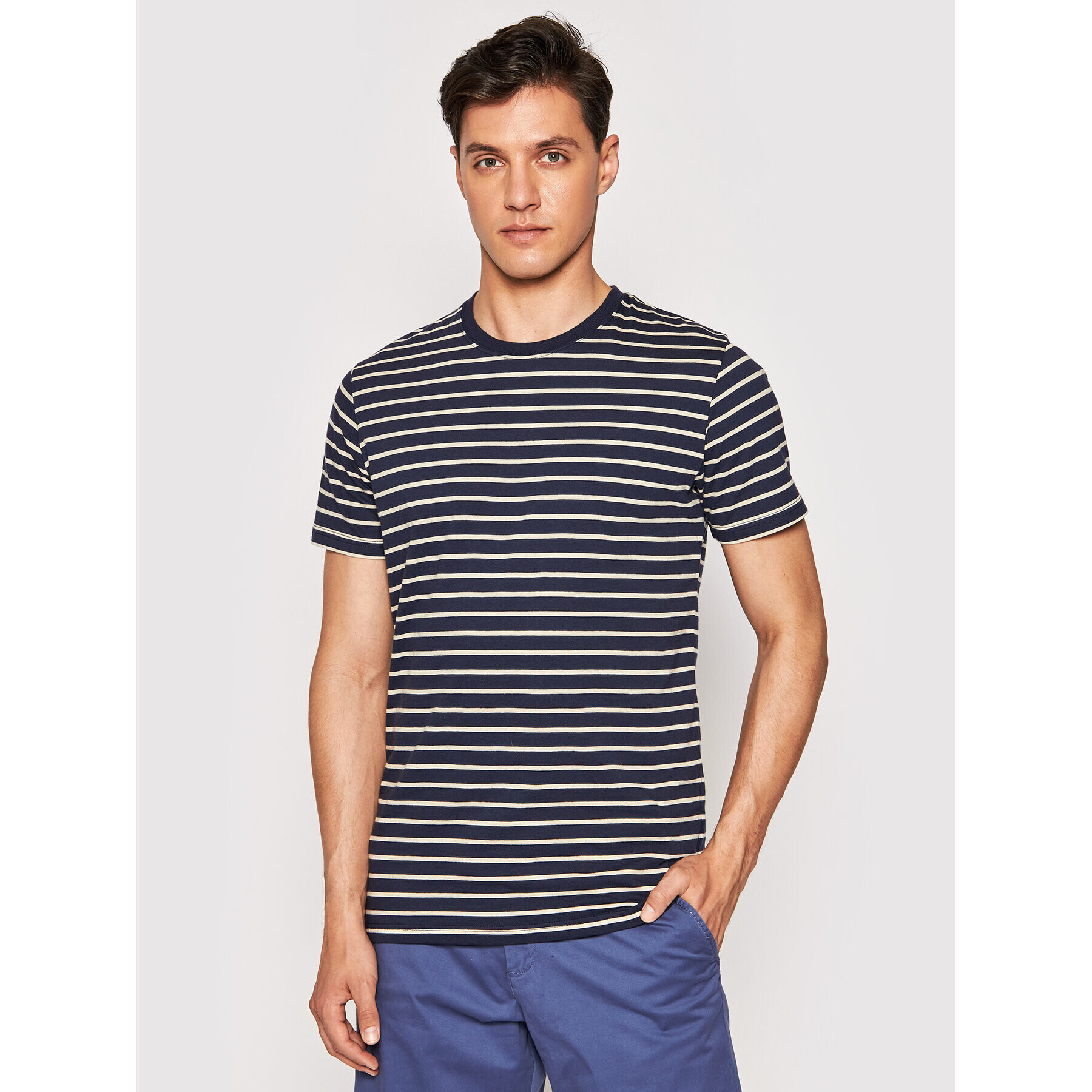 Jack&Jones Тишърт Striped 12164640 Тъмносин Slim Fit - Pepit.bg