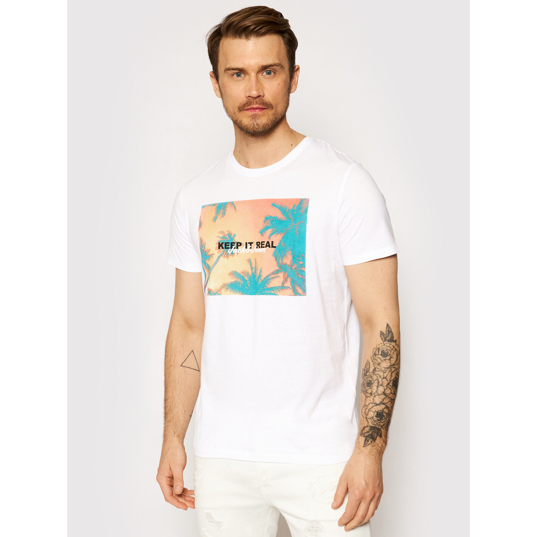 Jack&Jones Тишърт Summer 12182333 Бял Regular Fit - Pepit.bg