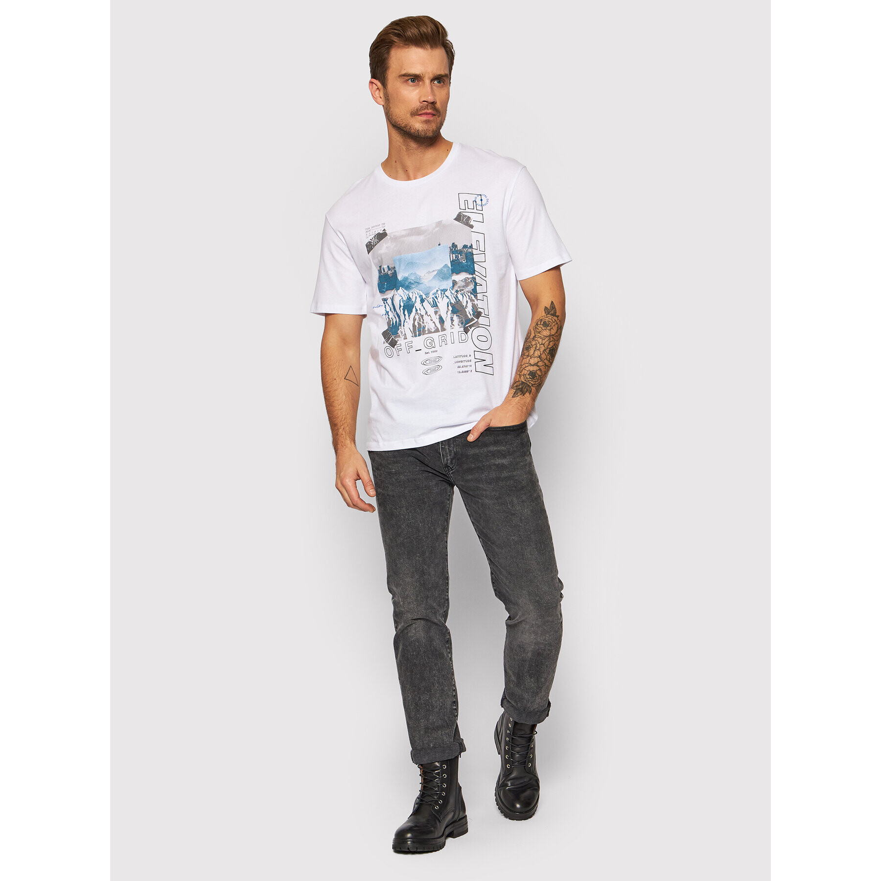 Jack&Jones Тишърт Tape 12192775 Бял Relaxed Fit - Pepit.bg