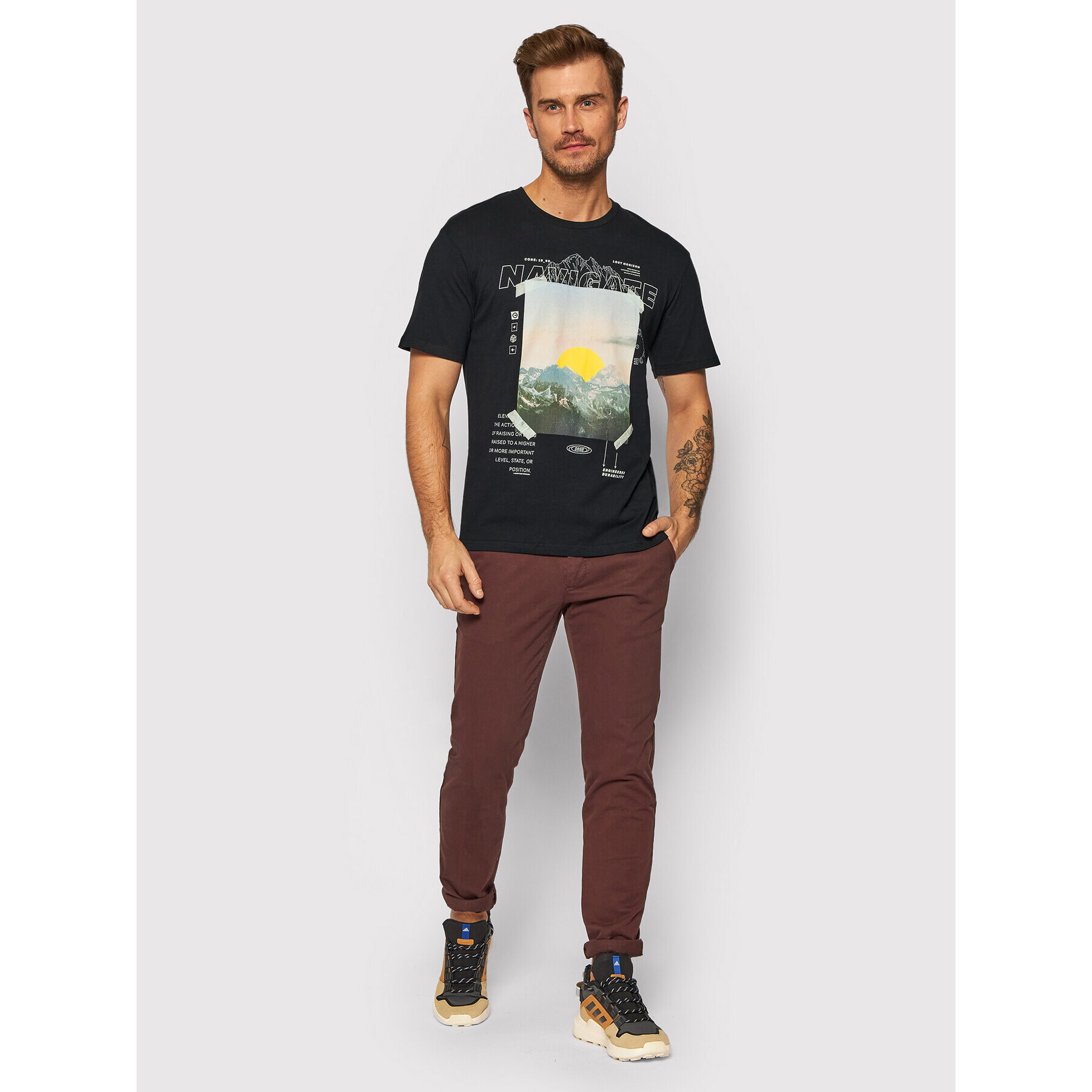 Jack&Jones Тишърт Tape 12192775 Черен Relaxed Fit - Pepit.bg