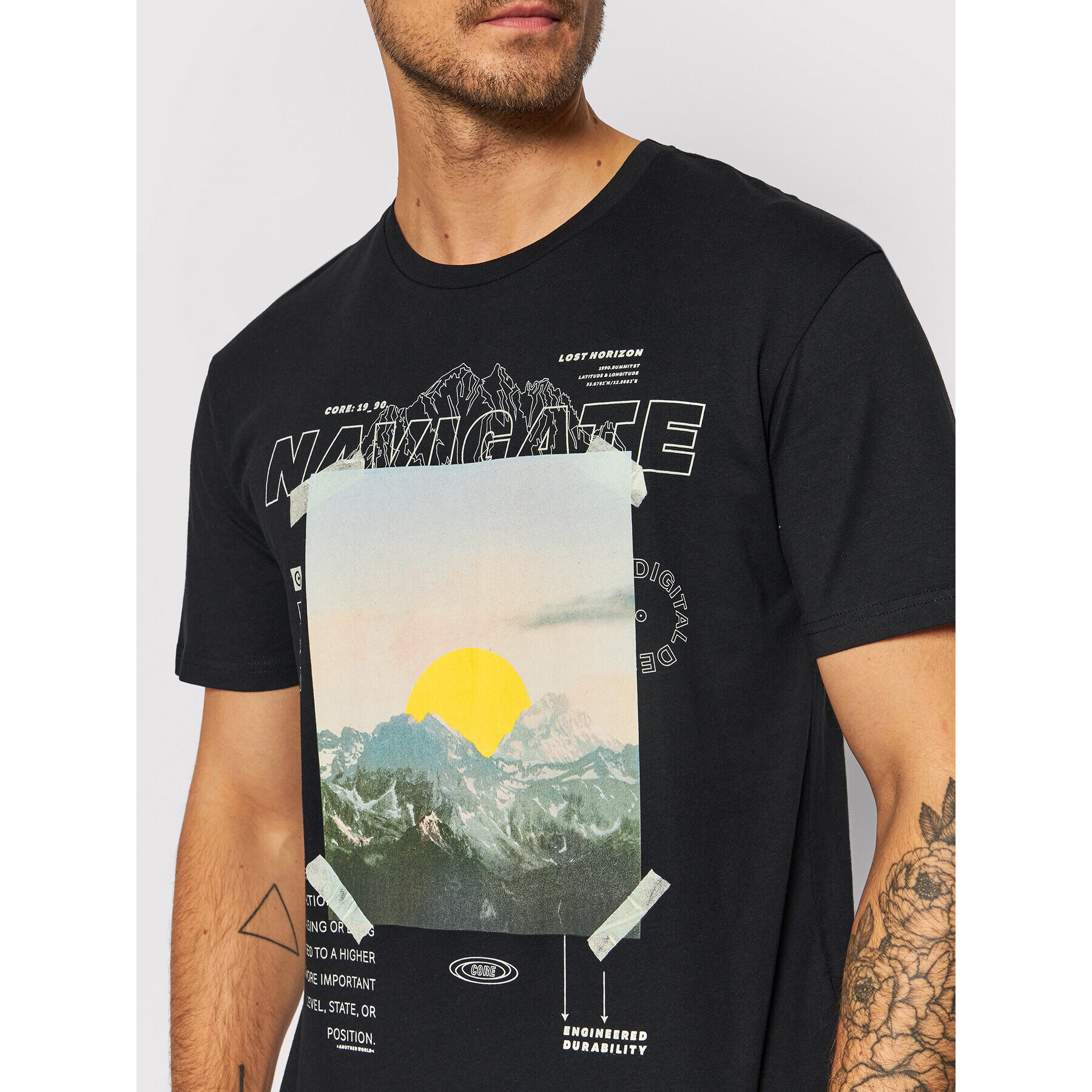 Jack&Jones Тишърт Tape 12192775 Черен Relaxed Fit - Pepit.bg