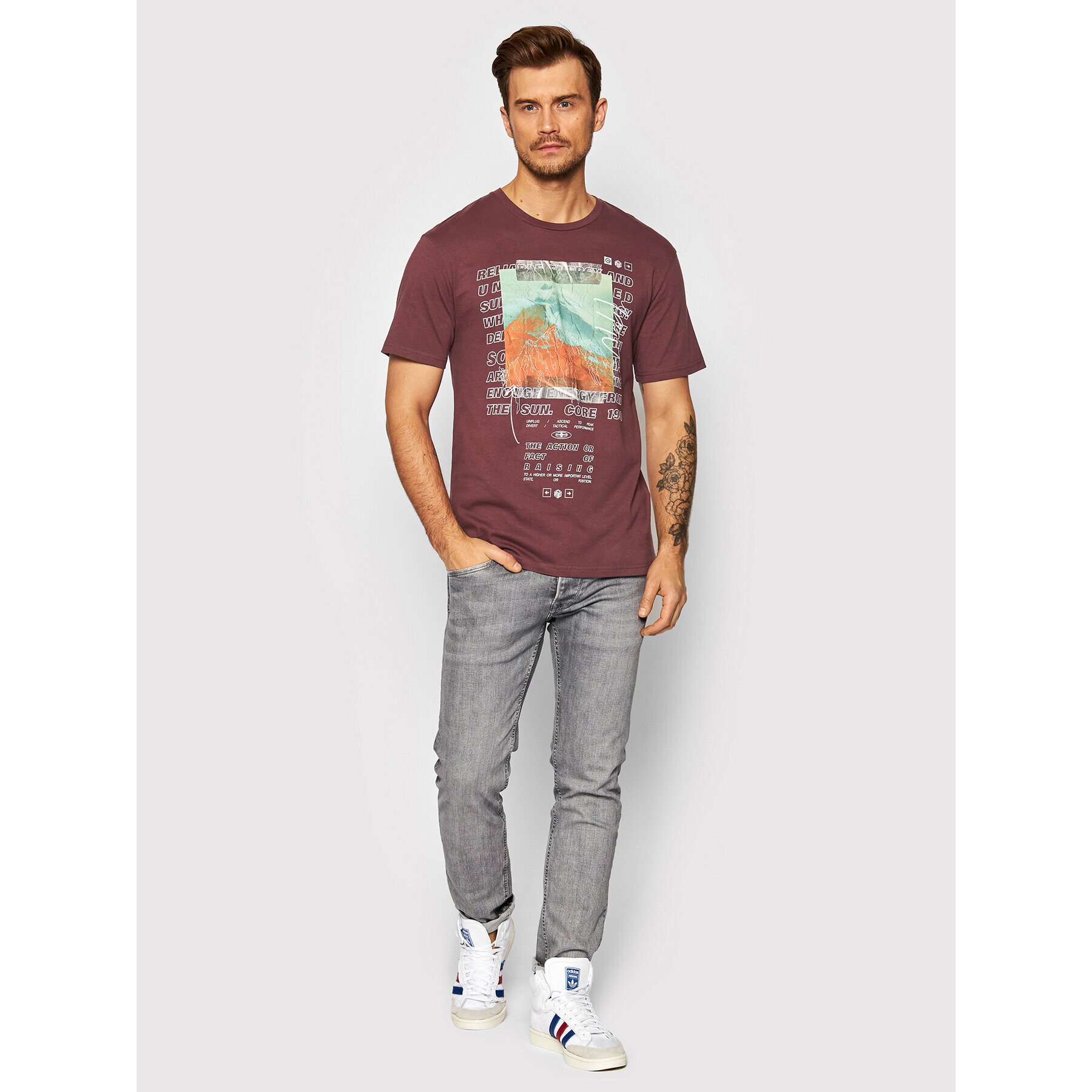 Jack&Jones Тишърт Tape 12192775 Виолетов Relaxed Fit - Pepit.bg