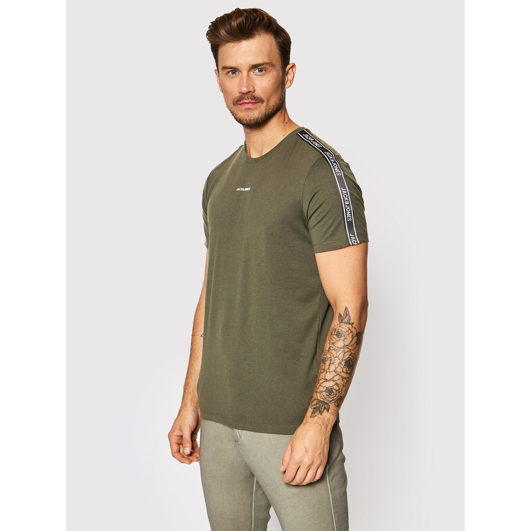 Jack&Jones Тишърт Taping 12192272 Зелен Regular Fit - Pepit.bg