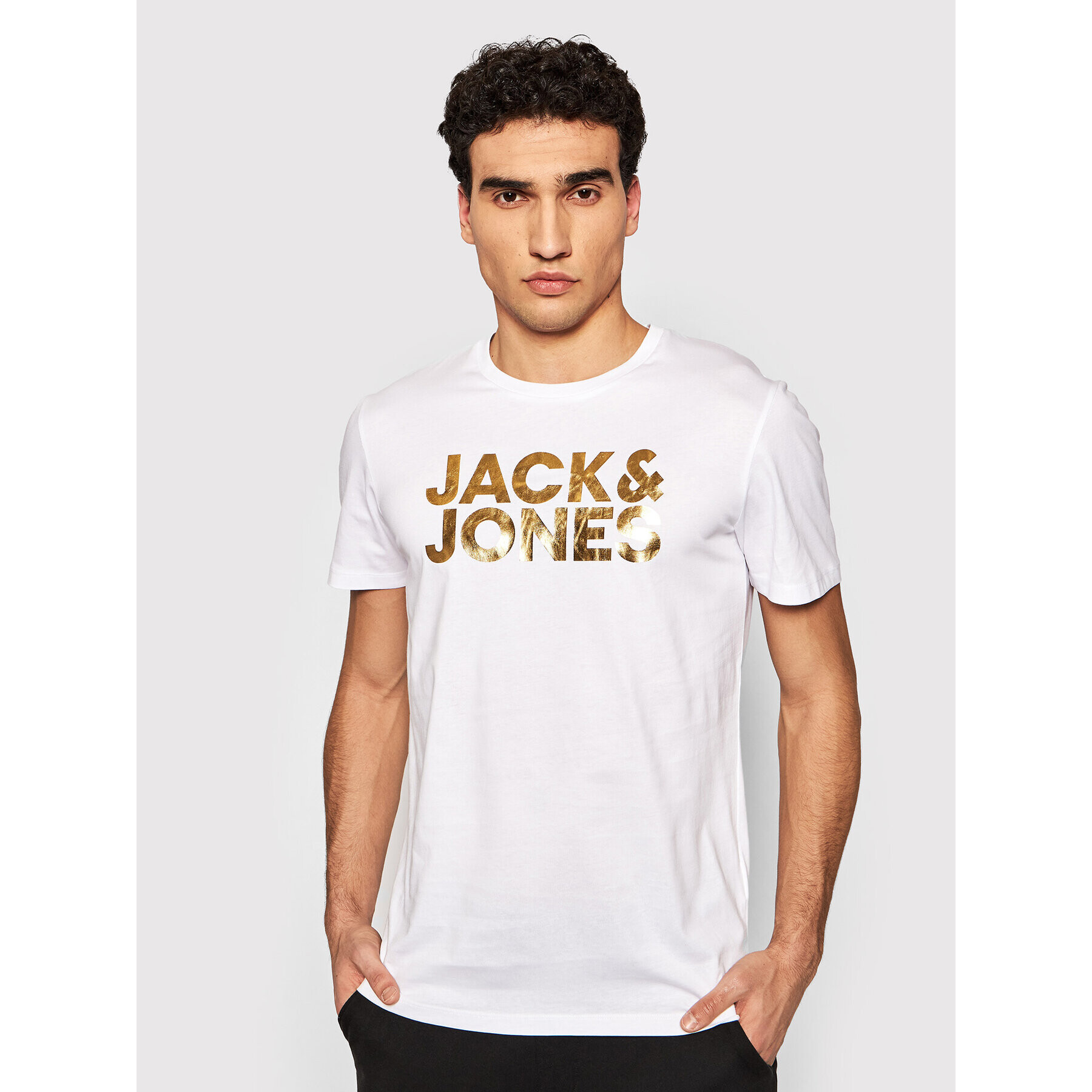 Jack&Jones Тишърт Thundermix Front 12191355 Бял Regular Fit - Pepit.bg