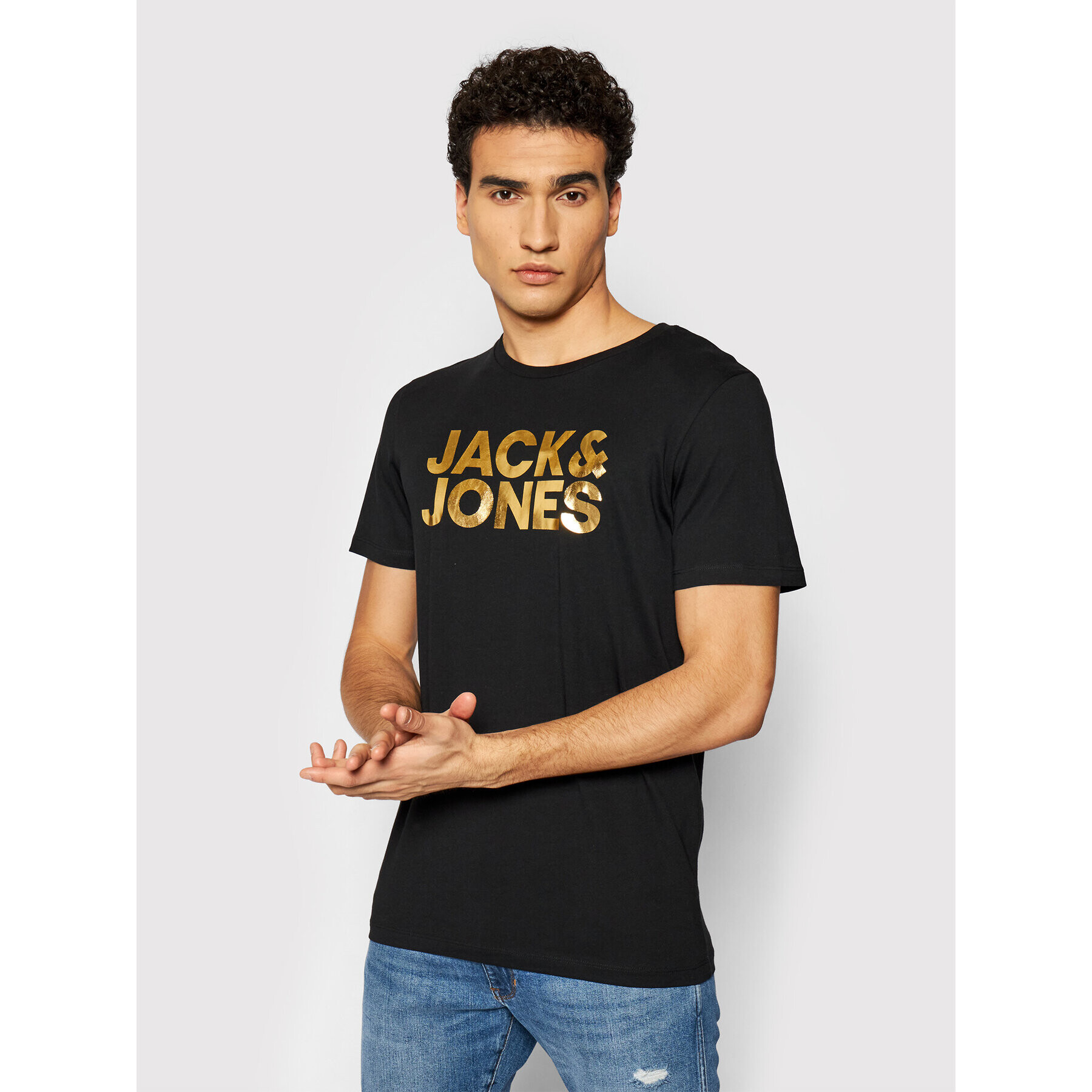 Jack&Jones Тишърт Thundermix Front 12191355 Черен Regular Fit - Pepit.bg