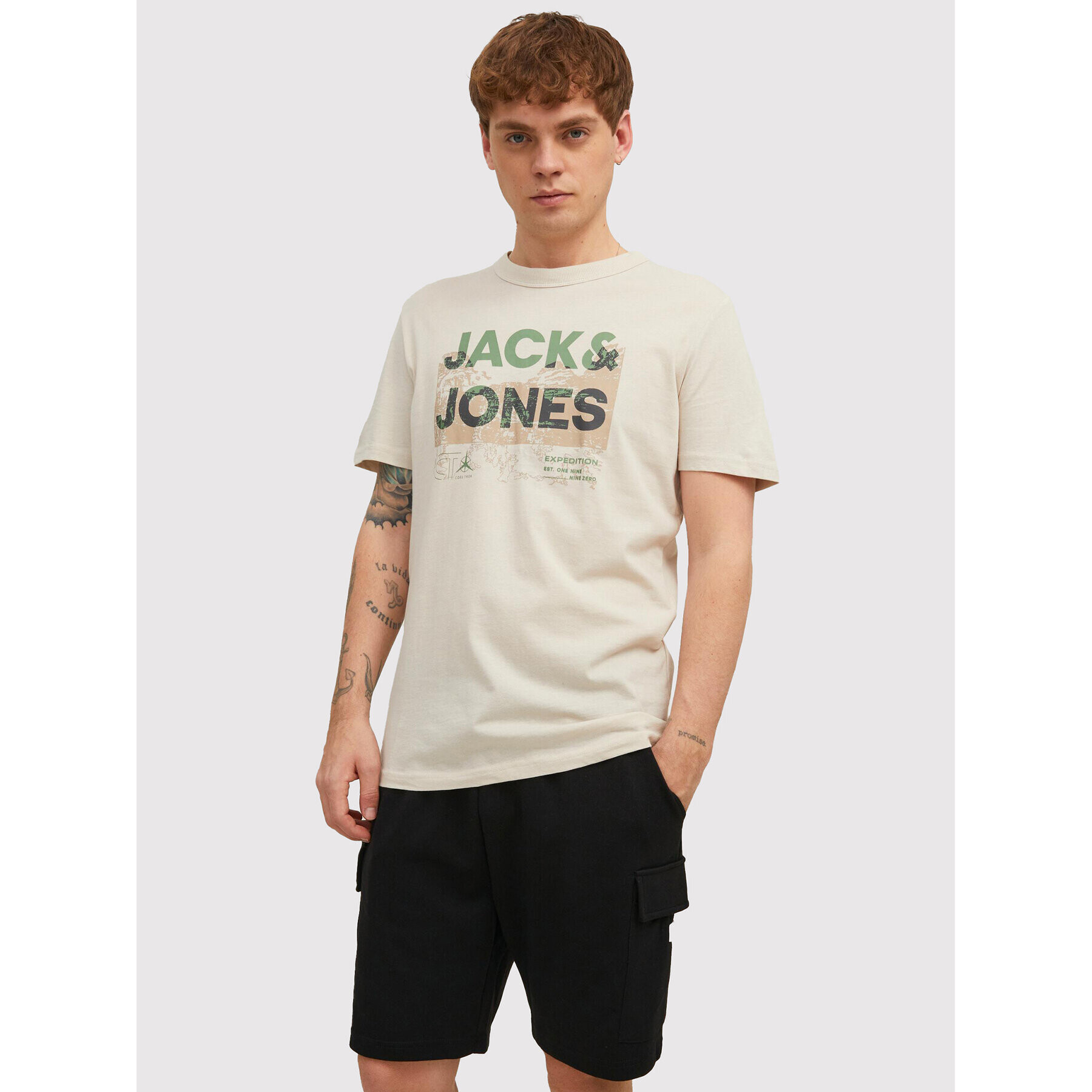 Jack&Jones Тишърт Track 12210420 Бежов Regular Fit - Pepit.bg