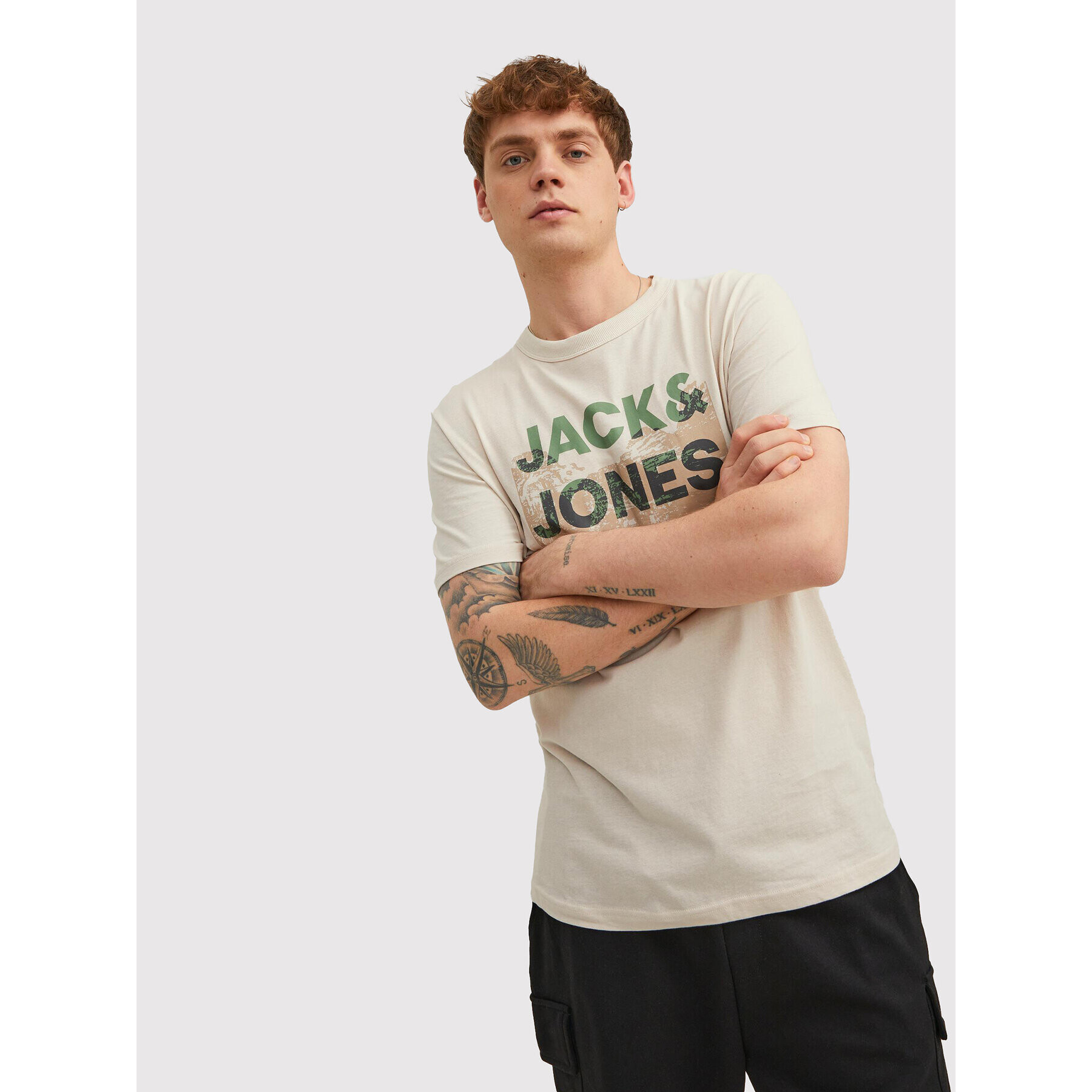 Jack&Jones Тишърт Track 12210420 Бежов Regular Fit - Pepit.bg