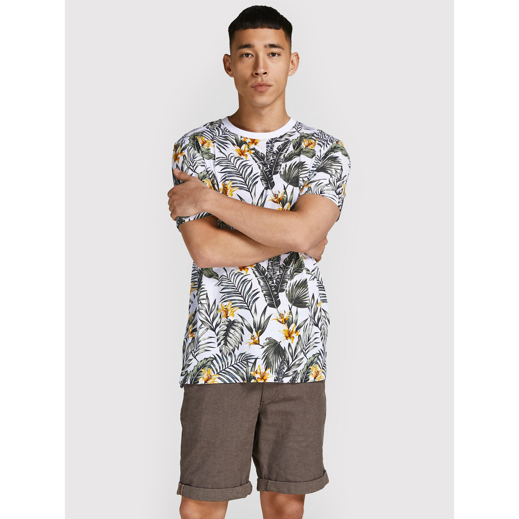 Jack&Jones Тишърт Tropic 12203764 Бял Regular Fit - Pepit.bg