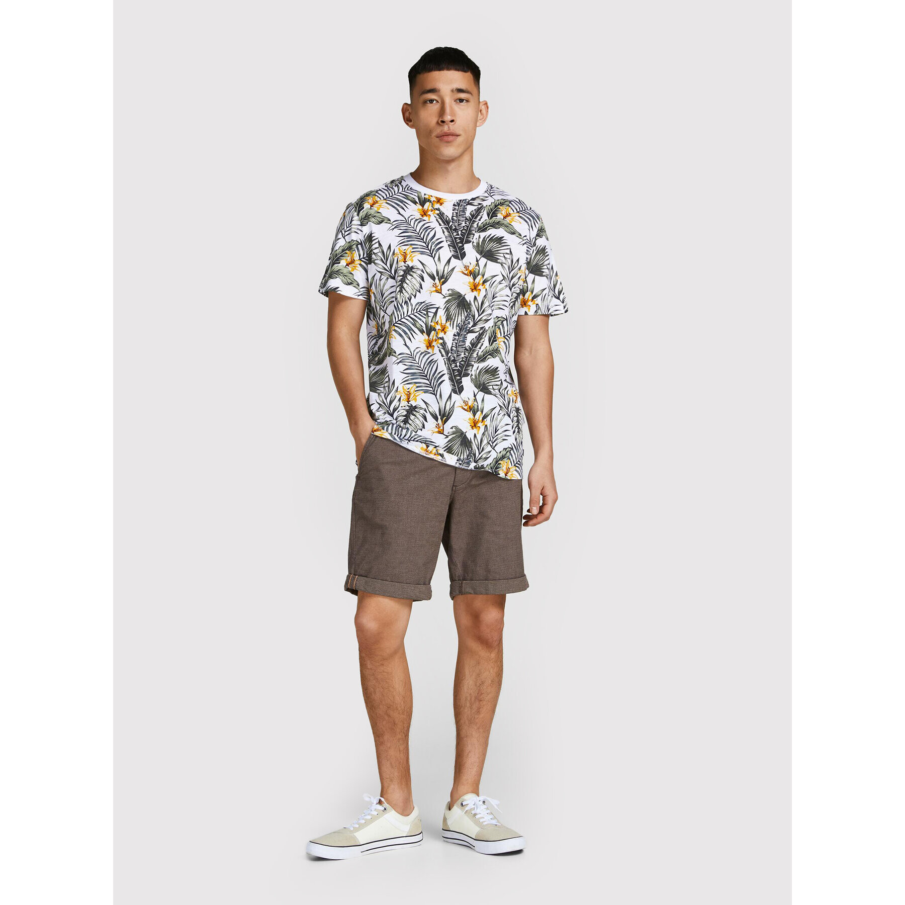 Jack&Jones Тишърт Tropic 12203764 Бял Regular Fit - Pepit.bg