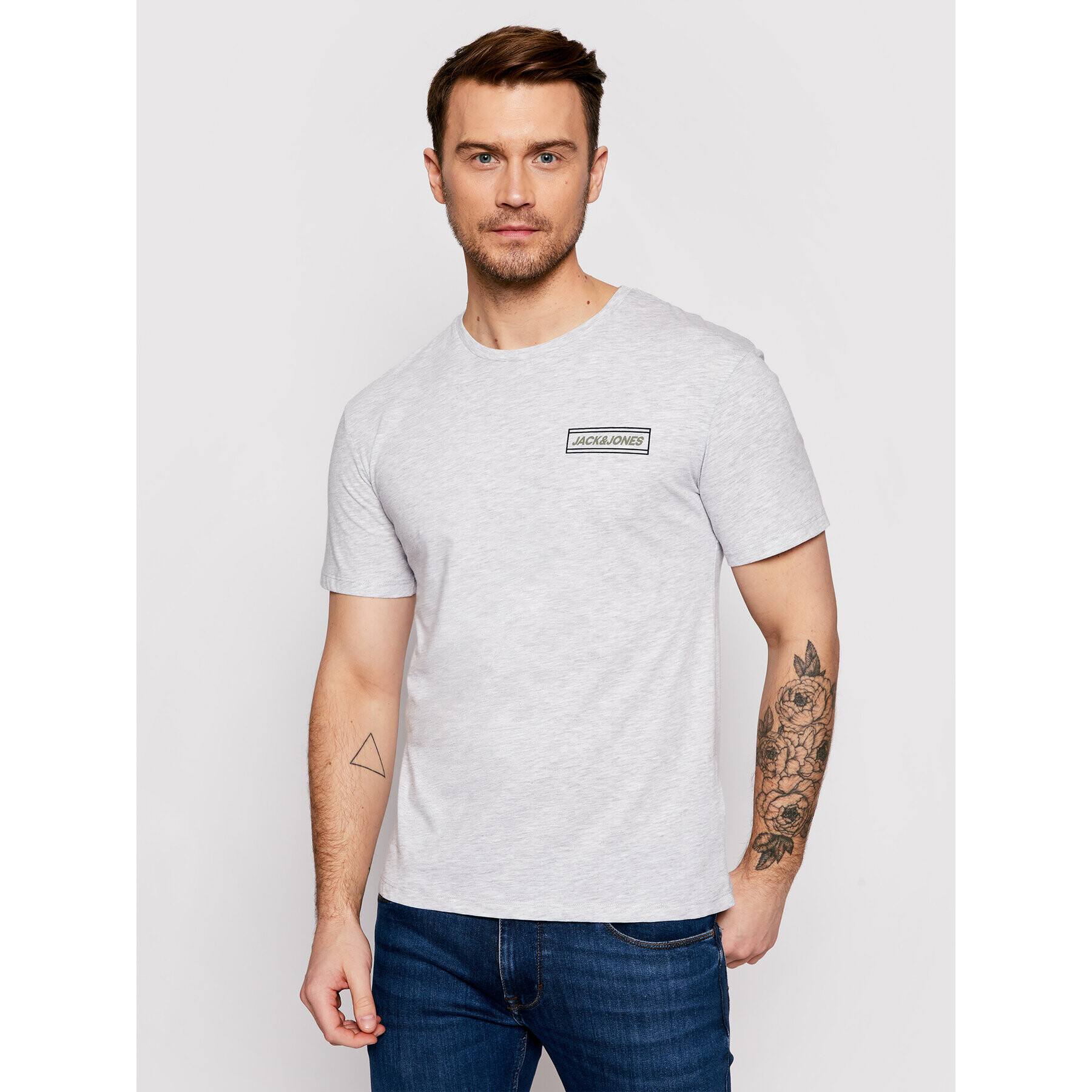 Jack&Jones Тишърт Troy 12192595 Сив Relaxed Fit - Pepit.bg